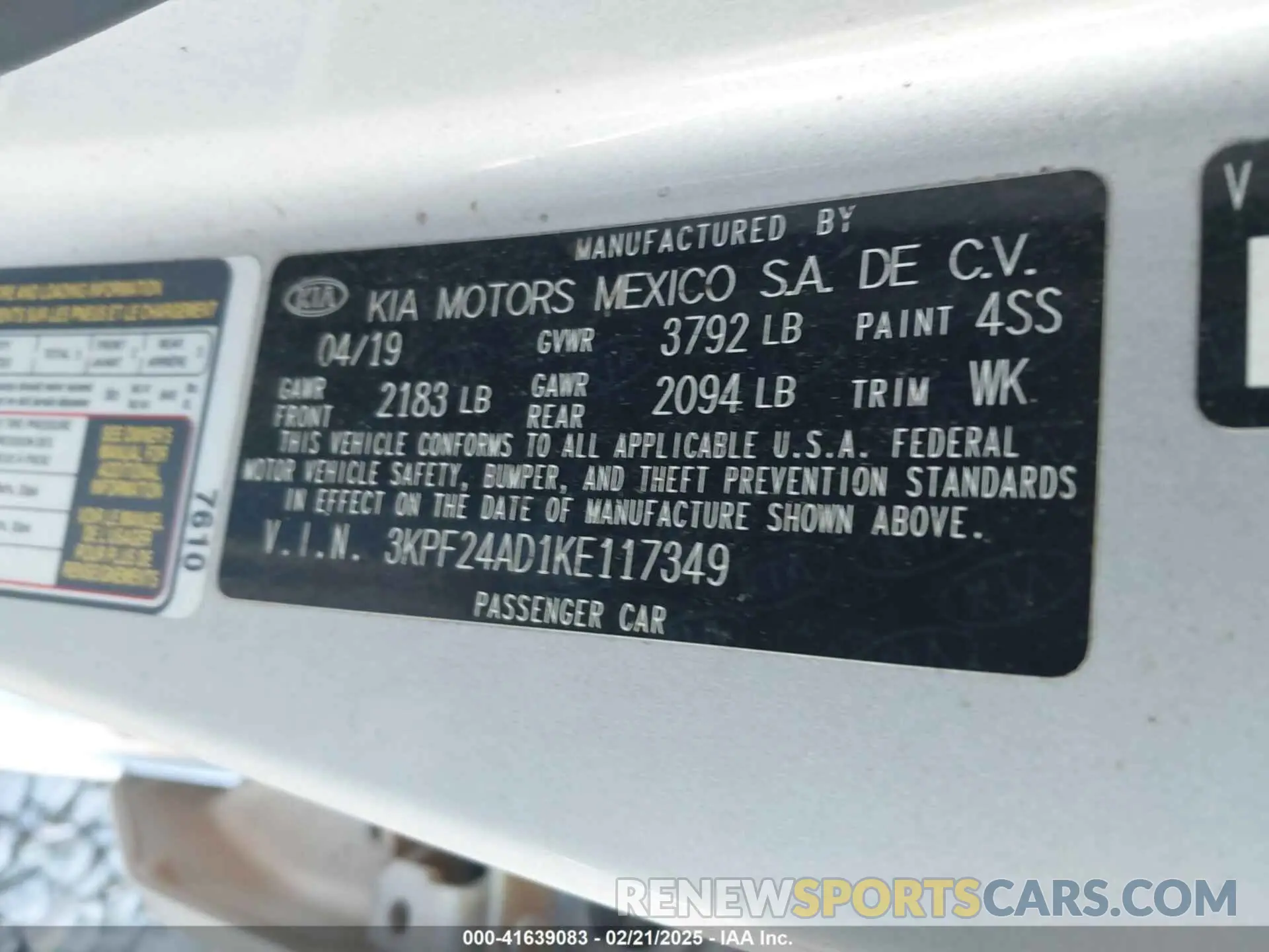 9 Photograph of a damaged car 3KPF24AD1KE117349 KIA FORTE 2019