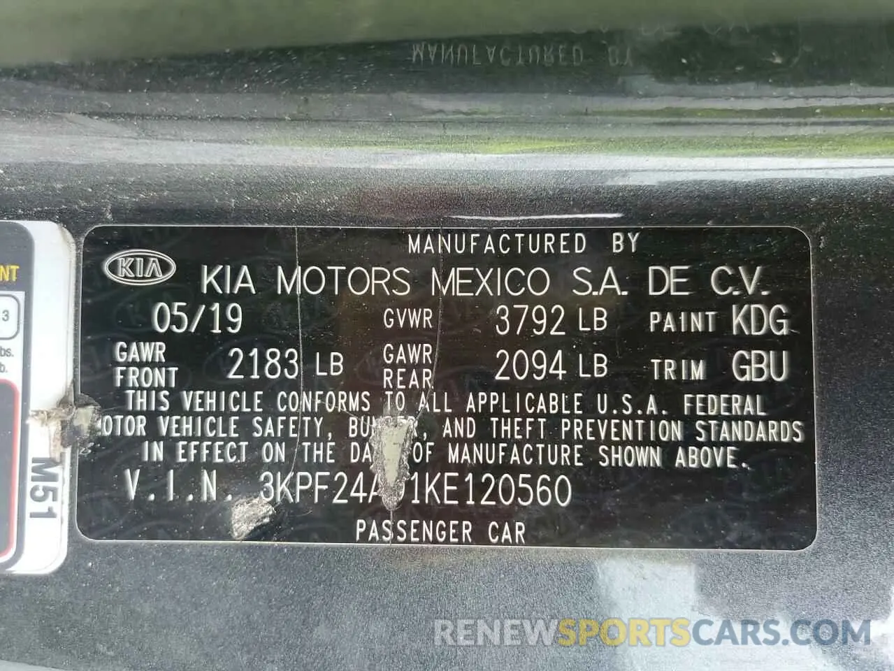 13 Фотография поврежденного автомобиля 3KPF24AD1KE120560 KIA FORTE 2019