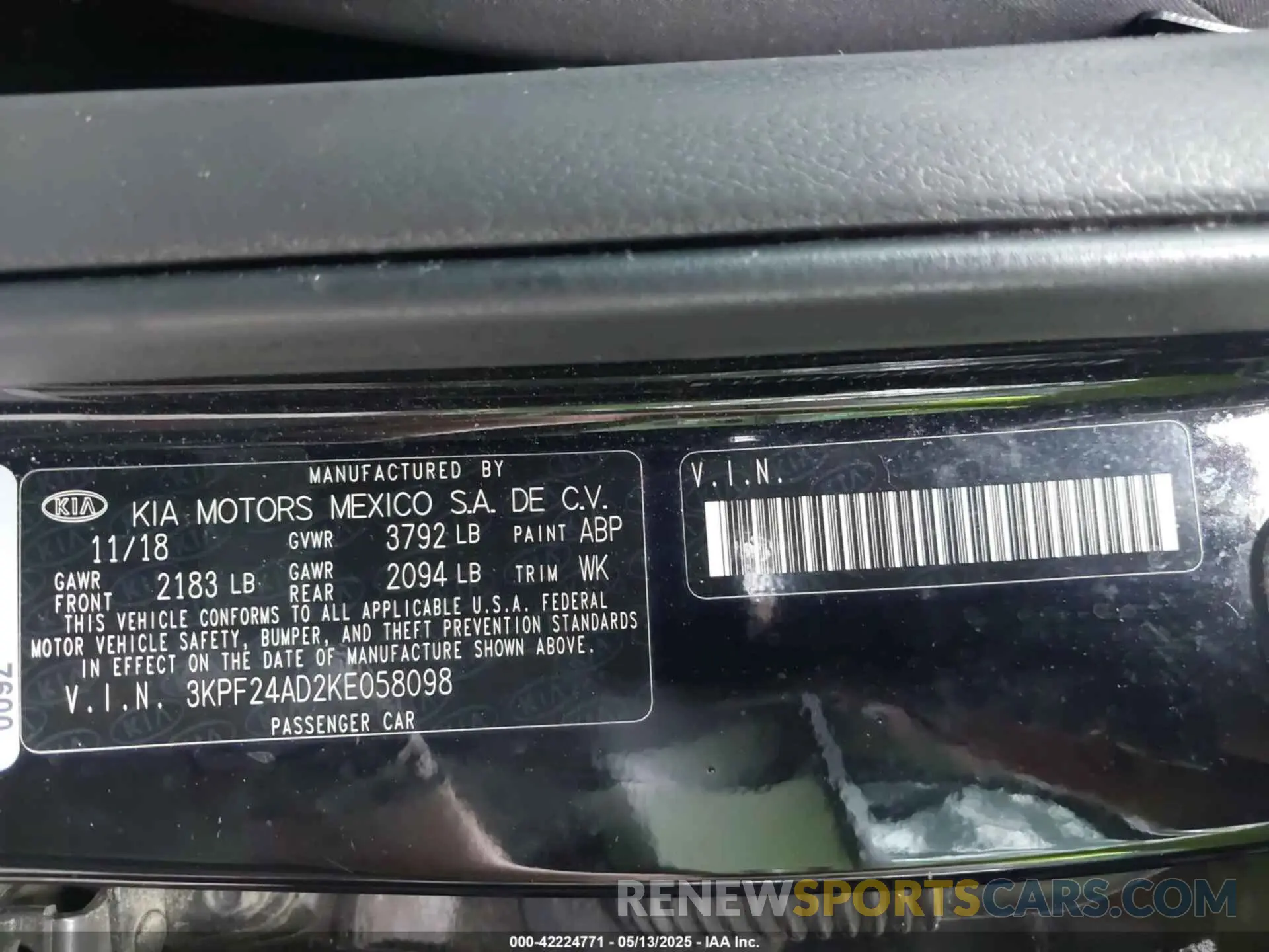 9 Фотография поврежденного автомобиля 3KPF24AD2KE058098 KIA FORTE 2019