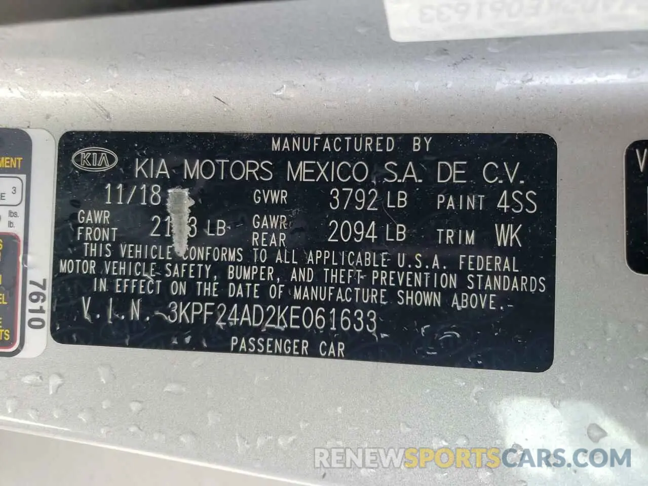 14 Фотография поврежденного автомобиля 3KPF24AD2KE061633 KIA FORTE 2019