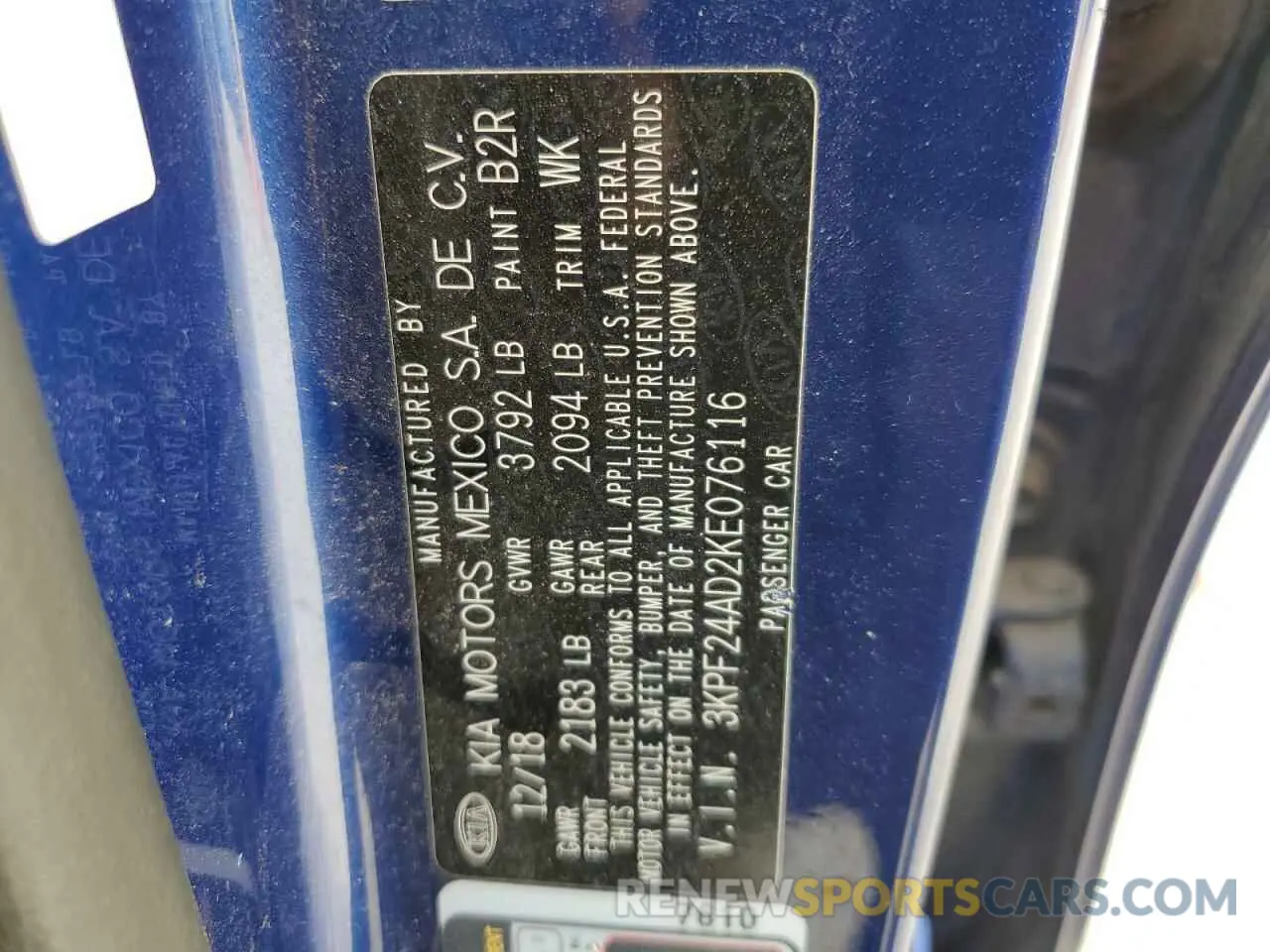 14 Photograph of a damaged car 3KPF24AD2KE076116 KIA FORTE 2019