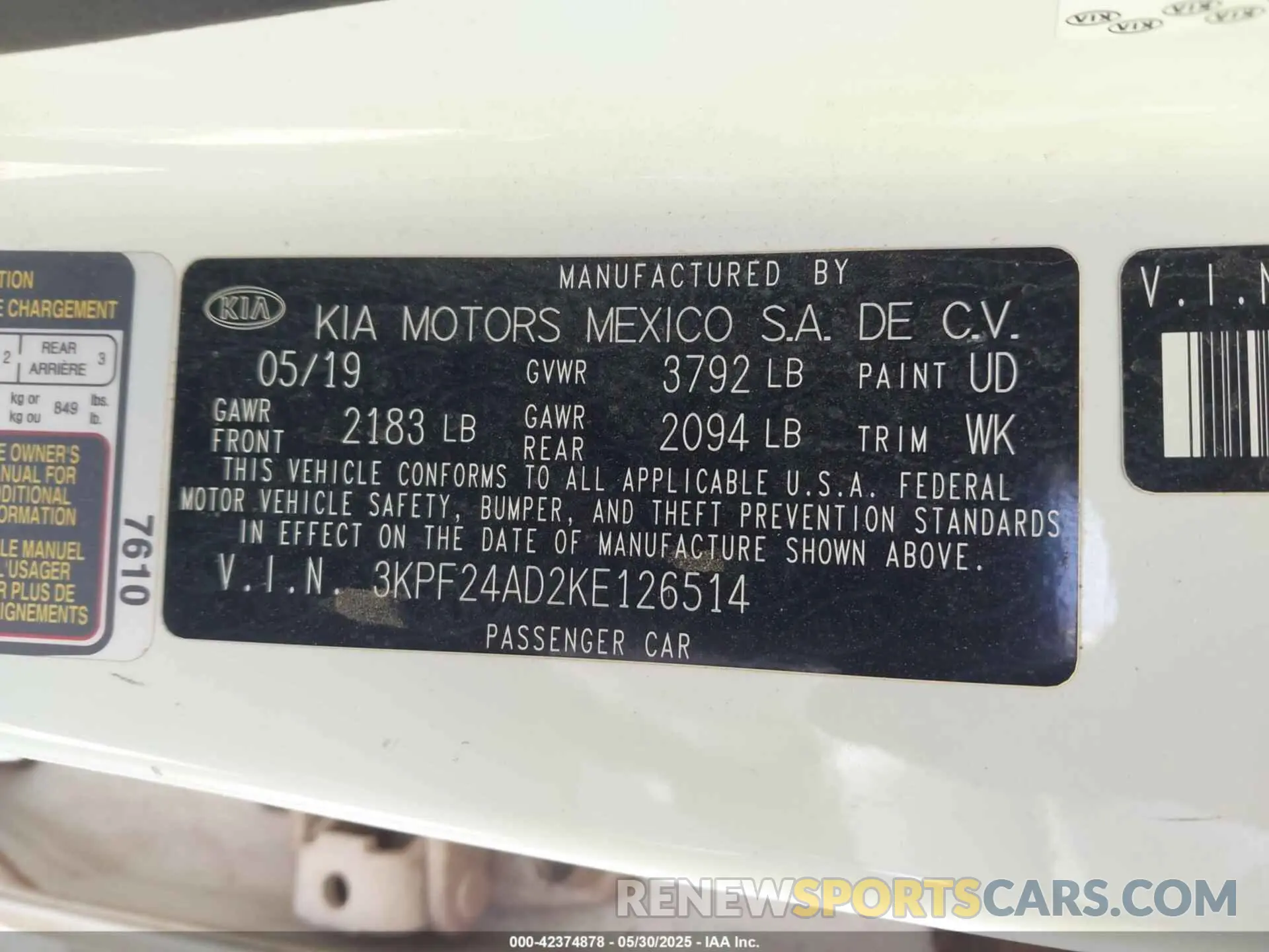 9 Photograph of a damaged car 3KPF24AD2KE126514 KIA FORTE 2019