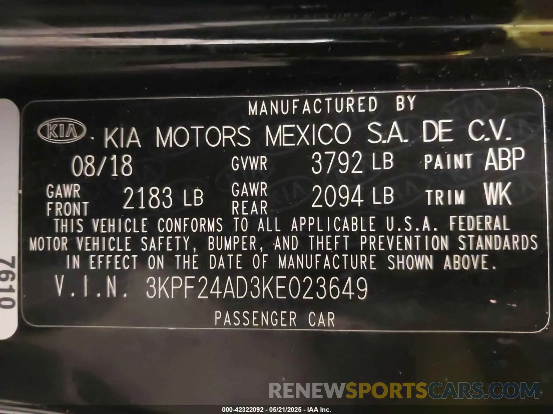 9 Photograph of a damaged car 3KPF24AD3KE023649 KIA FORTE 2019