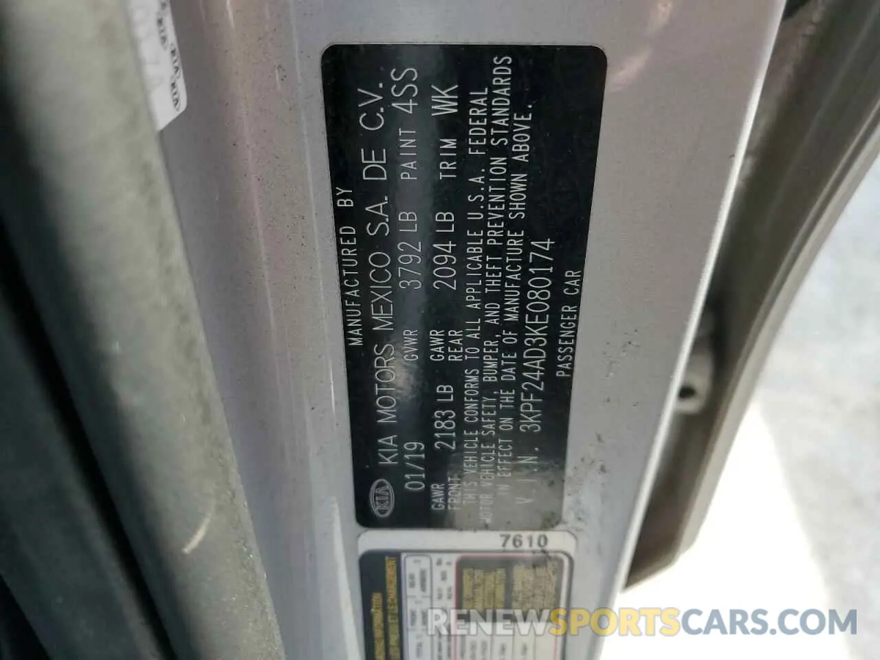 13 Фотография поврежденного автомобиля 3KPF24AD3KE080174 KIA FORTE 2019