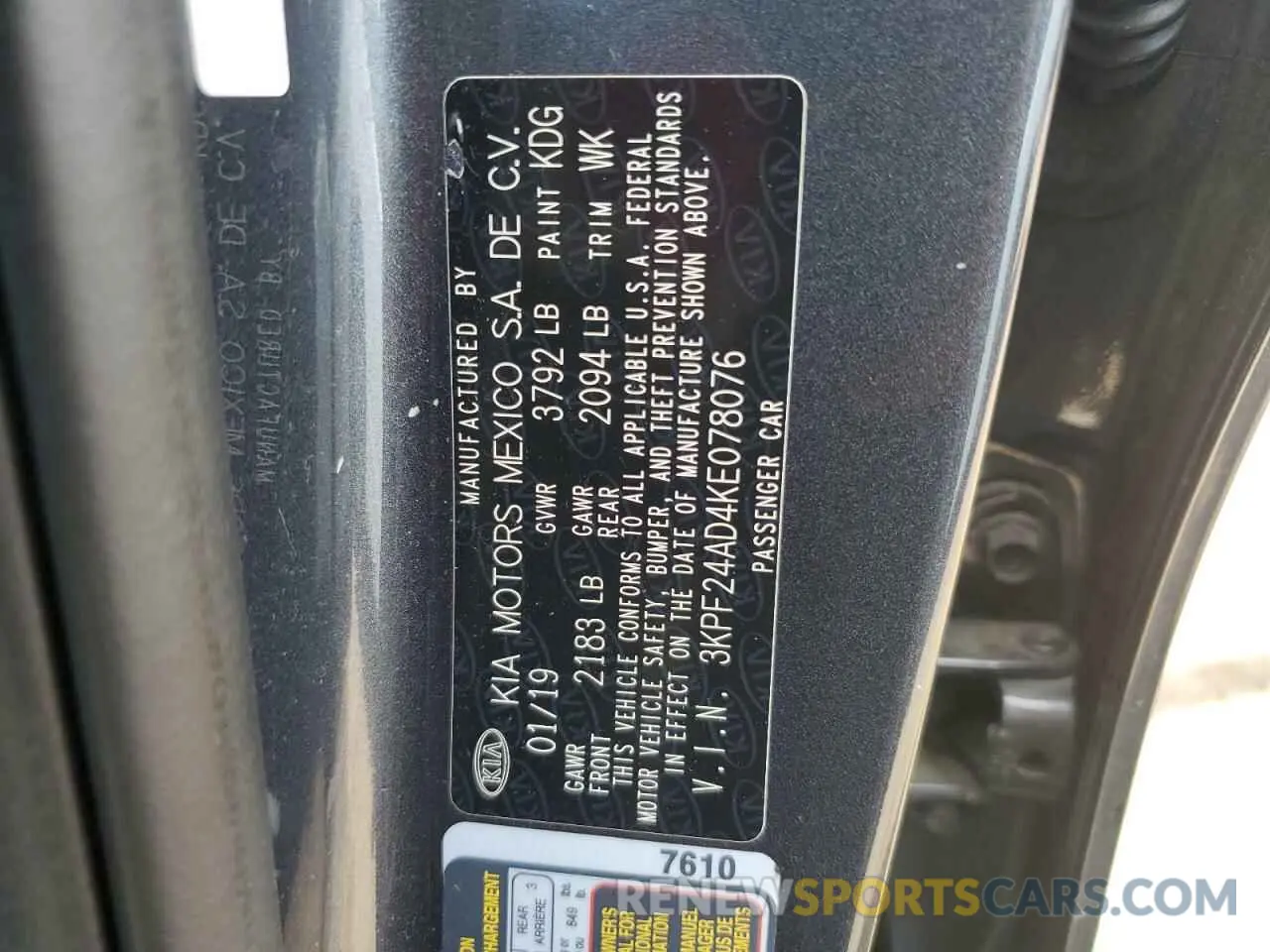 12 Фотография поврежденного автомобиля 3KPF24AD4KE078076 KIA FORTE 2019
