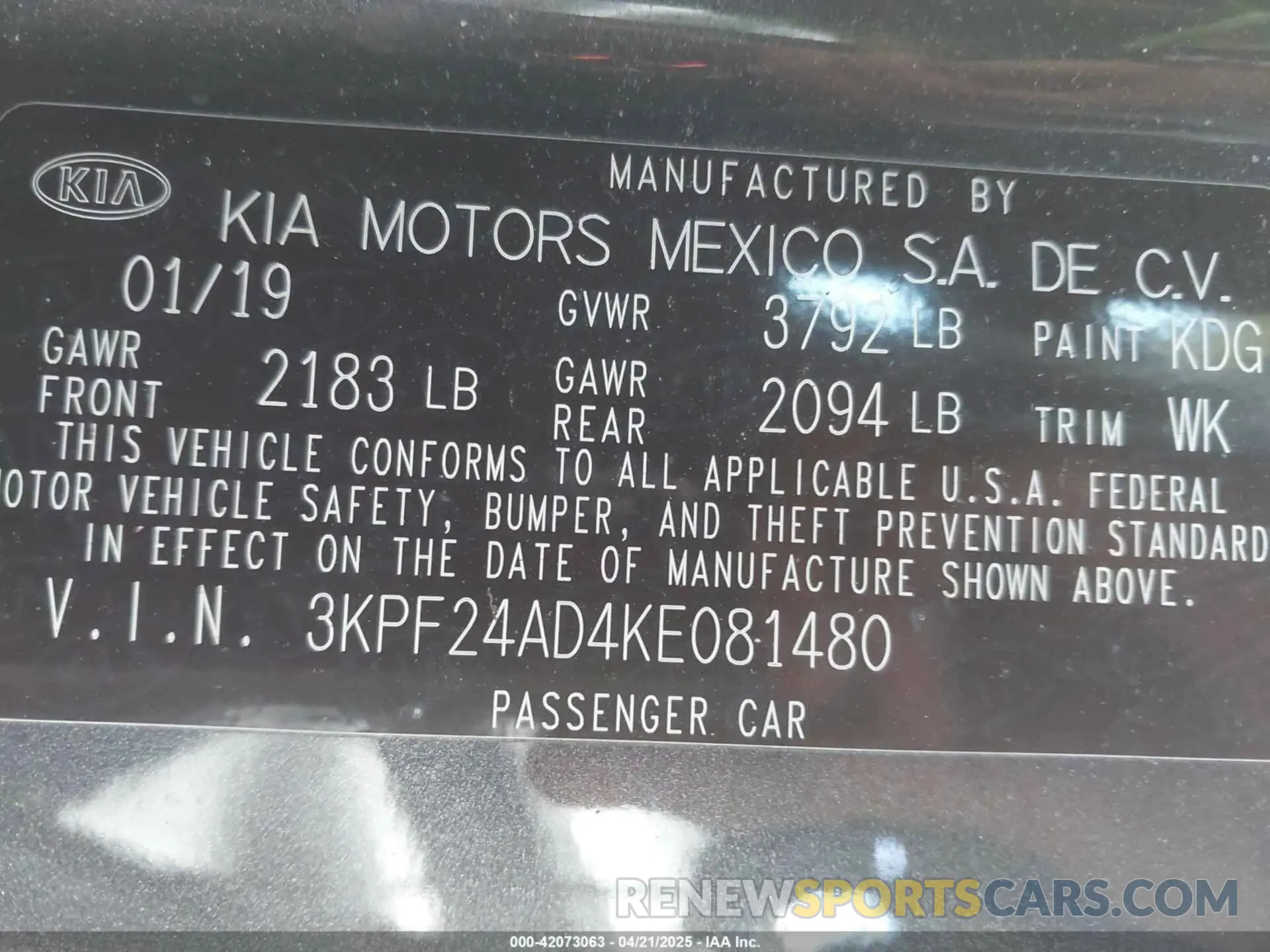 9 Photograph of a damaged car 3KPF24AD4KE081480 KIA FORTE 2019