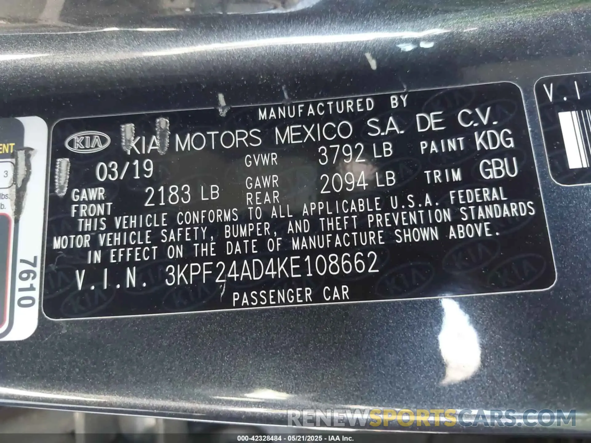 9 Photograph of a damaged car 3KPF24AD4KE108662 KIA FORTE 2019