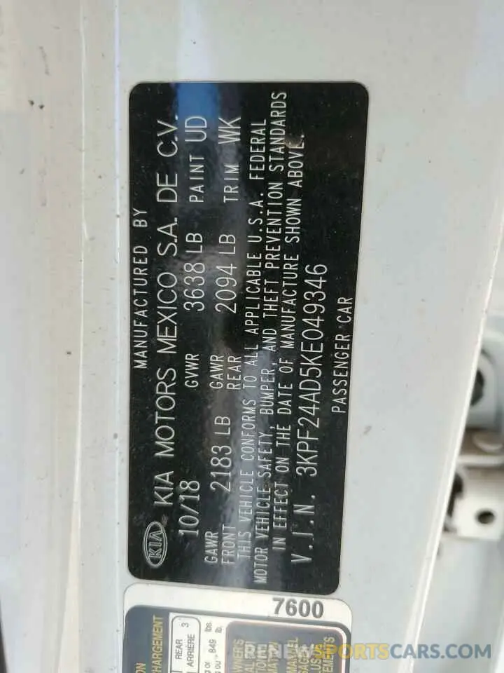 13 Фотография поврежденного автомобиля 3KPF24AD5KE049346 KIA FORTE 2019