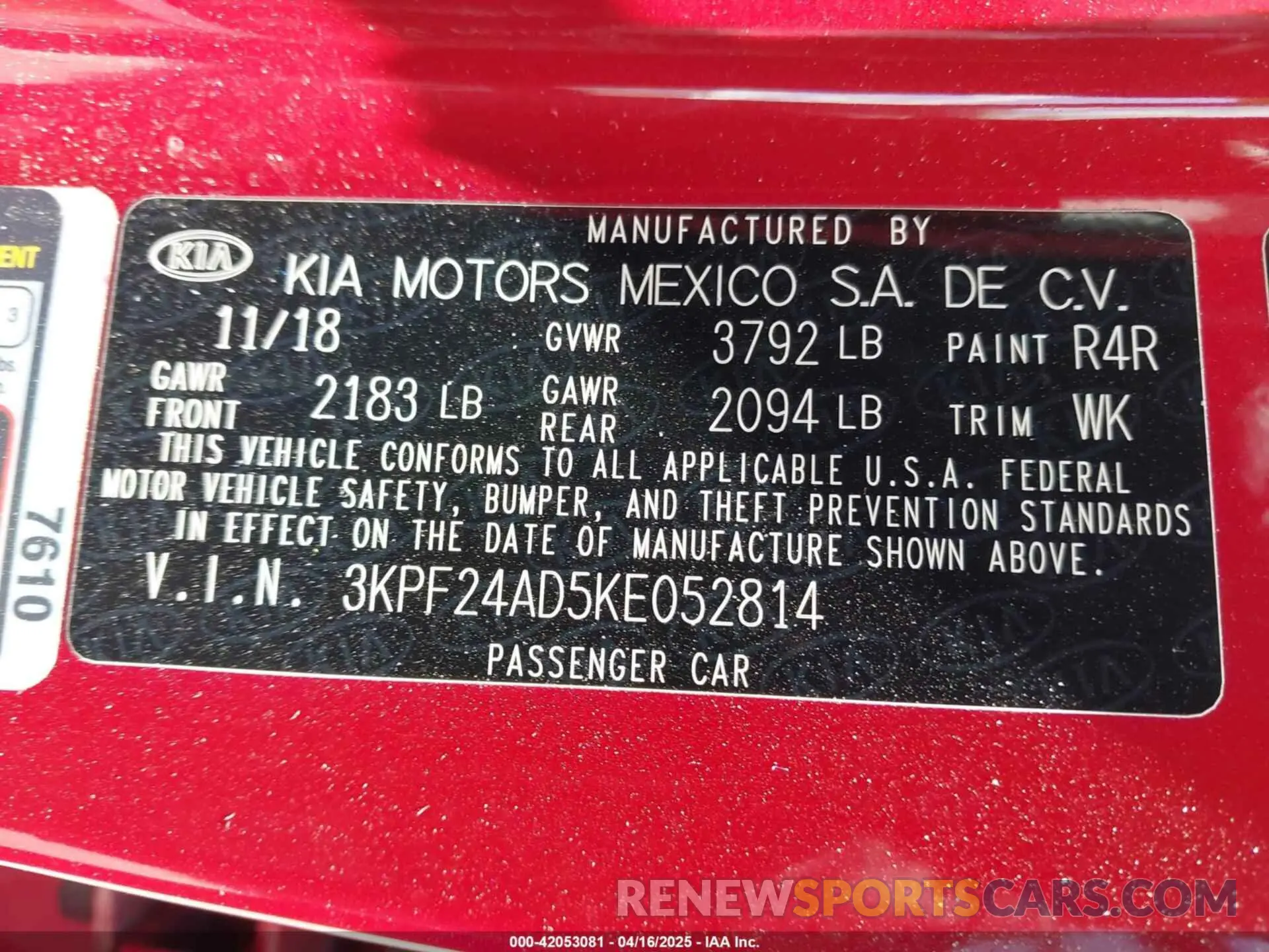 9 Фотография поврежденного автомобиля 3KPF24AD5KE052814 KIA FORTE 2019