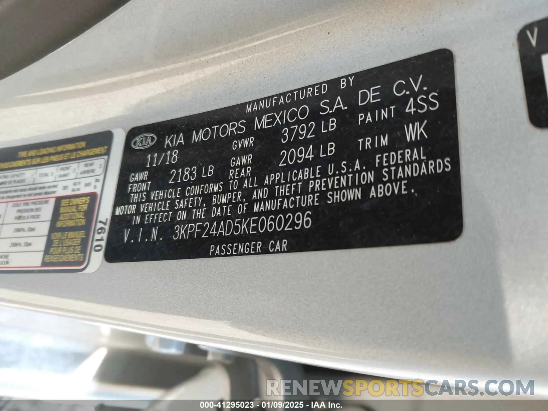 9 Фотография поврежденного автомобиля 3KPF24AD5KE060296 KIA FORTE 2019