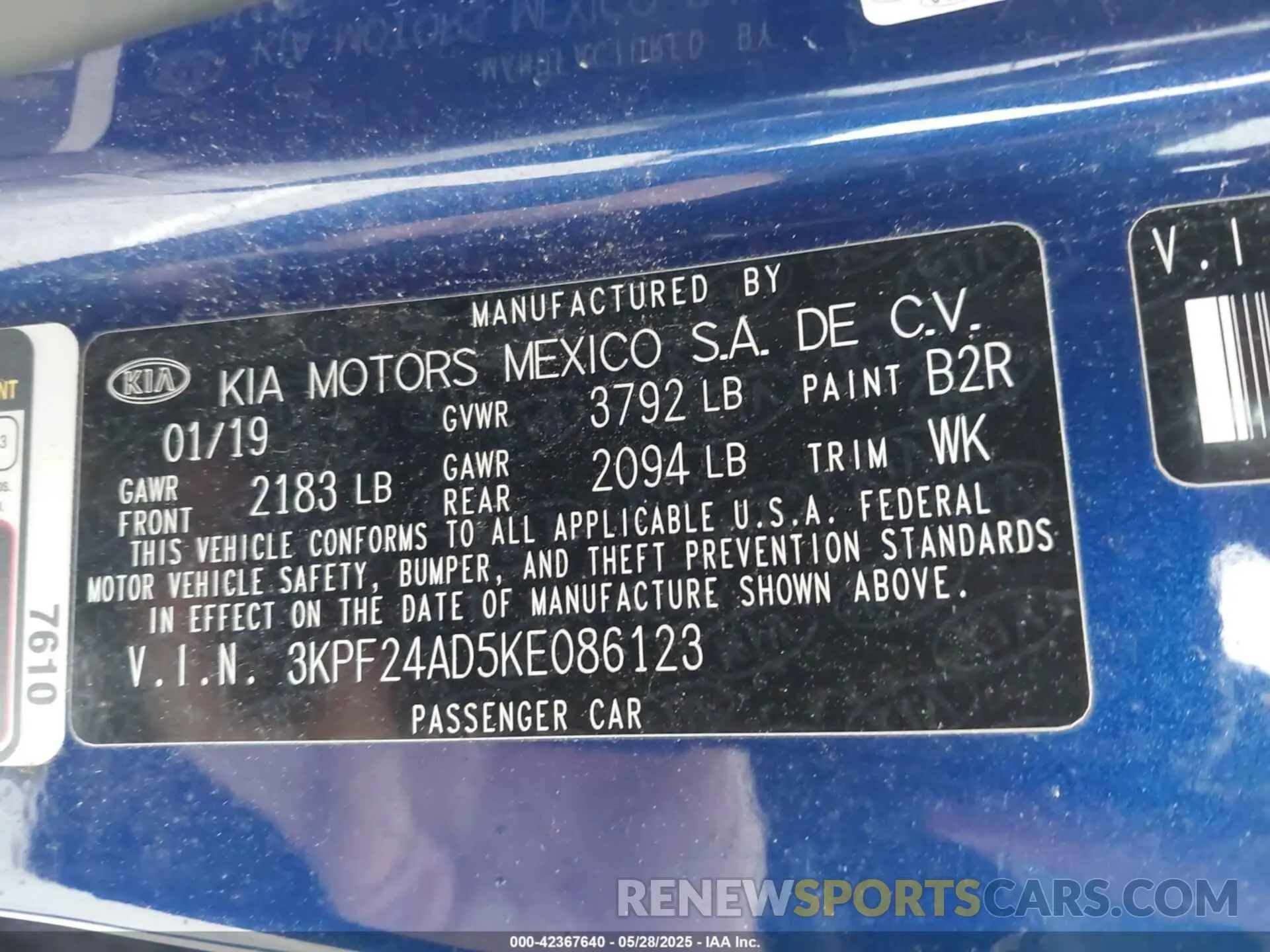 9 Photograph of a damaged car 3KPF24AD5KE086123 KIA FORTE 2019