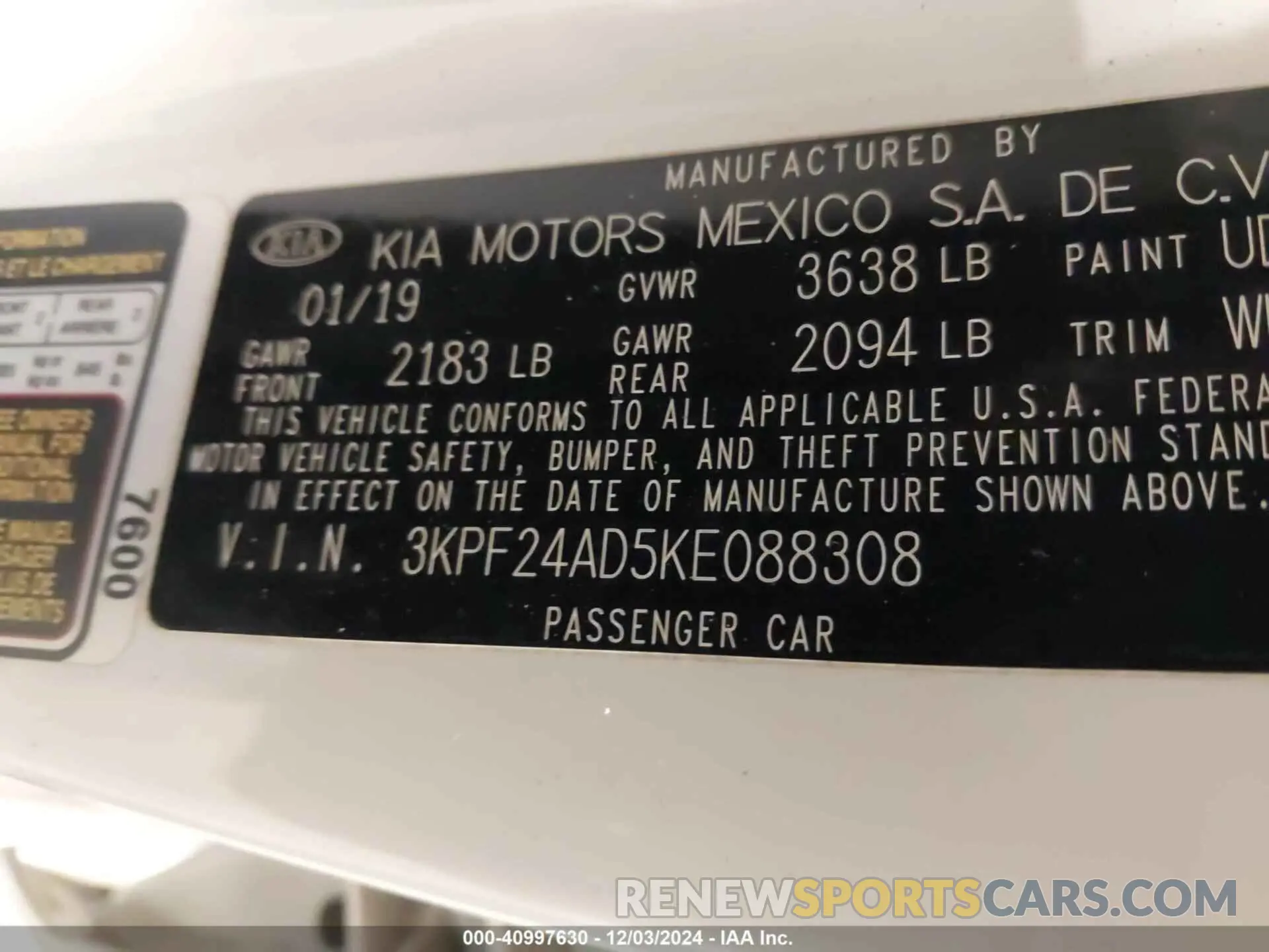 9 Фотография поврежденного автомобиля 3KPF24AD5KE088308 KIA FORTE 2019