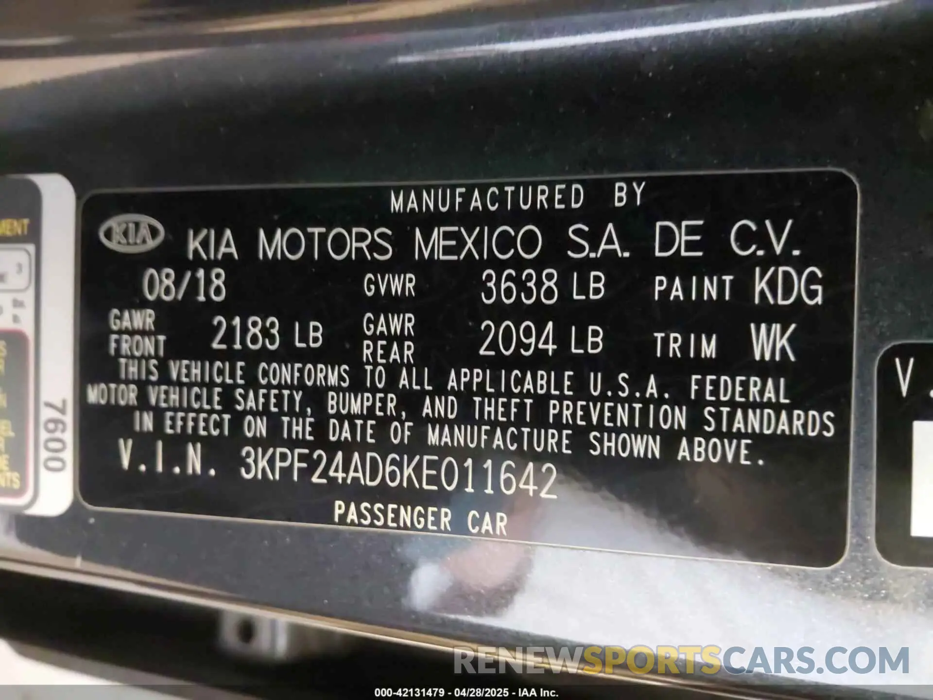 9 Фотография поврежденного автомобиля 3KPF24AD6KE011642 KIA FORTE 2019