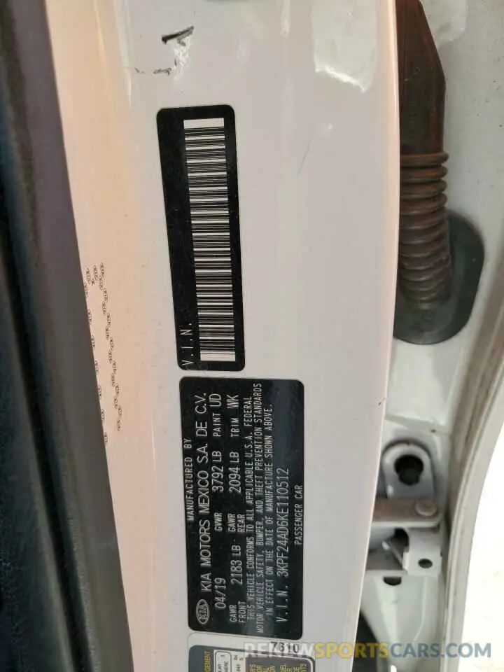 12 Фотография поврежденного автомобиля 3KPF24AD6KE110512 KIA FORTE 2019