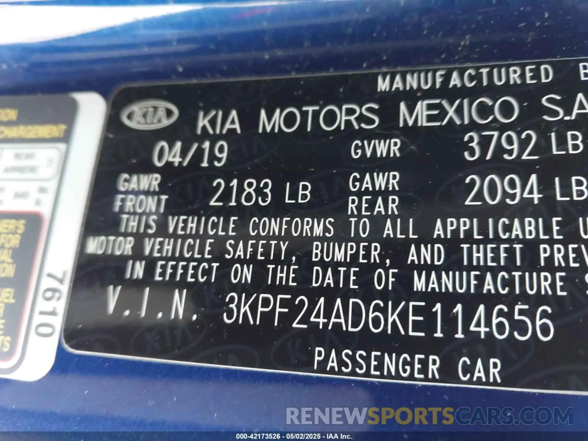 9 Photograph of a damaged car 3KPF24AD6KE114656 KIA FORTE 2019