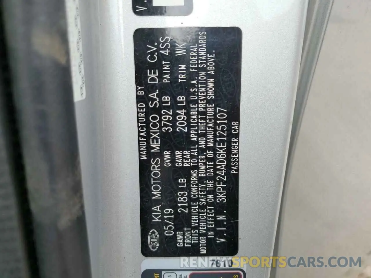 14 Photograph of a damaged car 3KPF24AD6KE125107 KIA FORTE 2019
