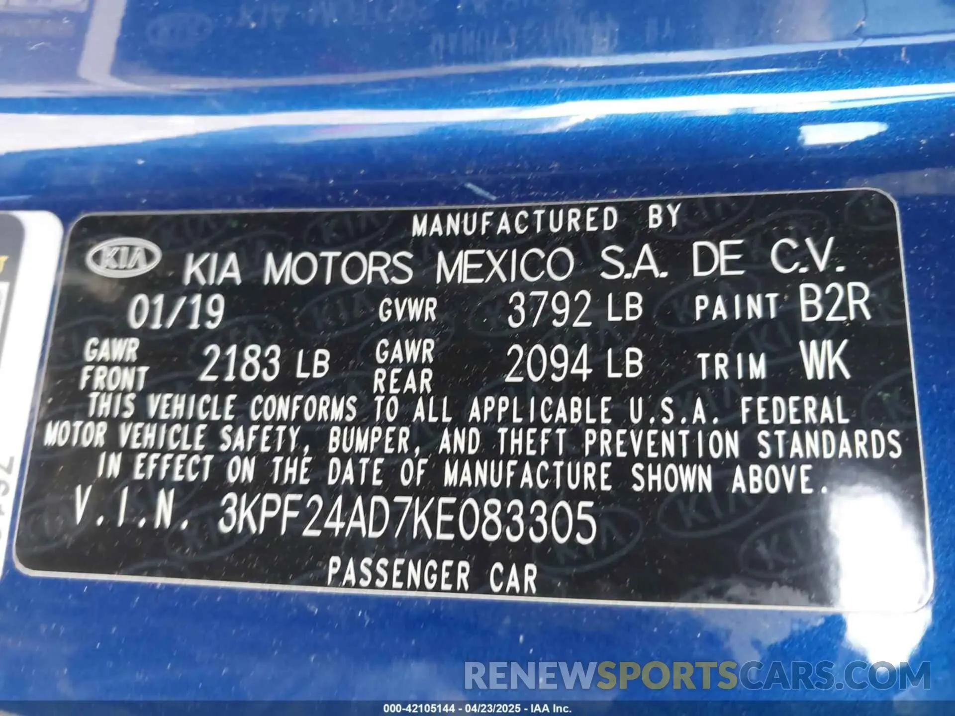 9 Photograph of a damaged car 3KPF24AD7KE083305 KIA FORTE 2019