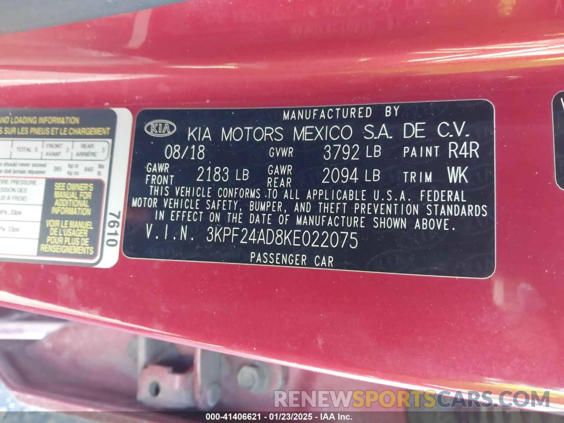 9 Photograph of a damaged car 3KPF24AD8KE022075 KIA FORTE 2019