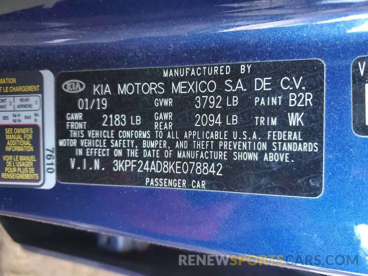 13 Photograph of a damaged car 3KPF24AD8KE078842 KIA FORTE 2019