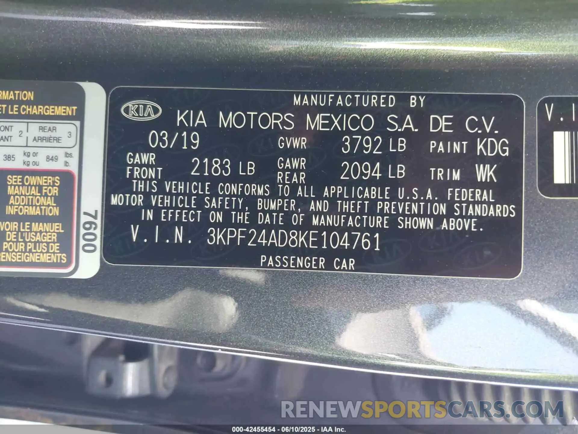 9 Photograph of a damaged car 3KPF24AD8KE104761 KIA FORTE 2019
