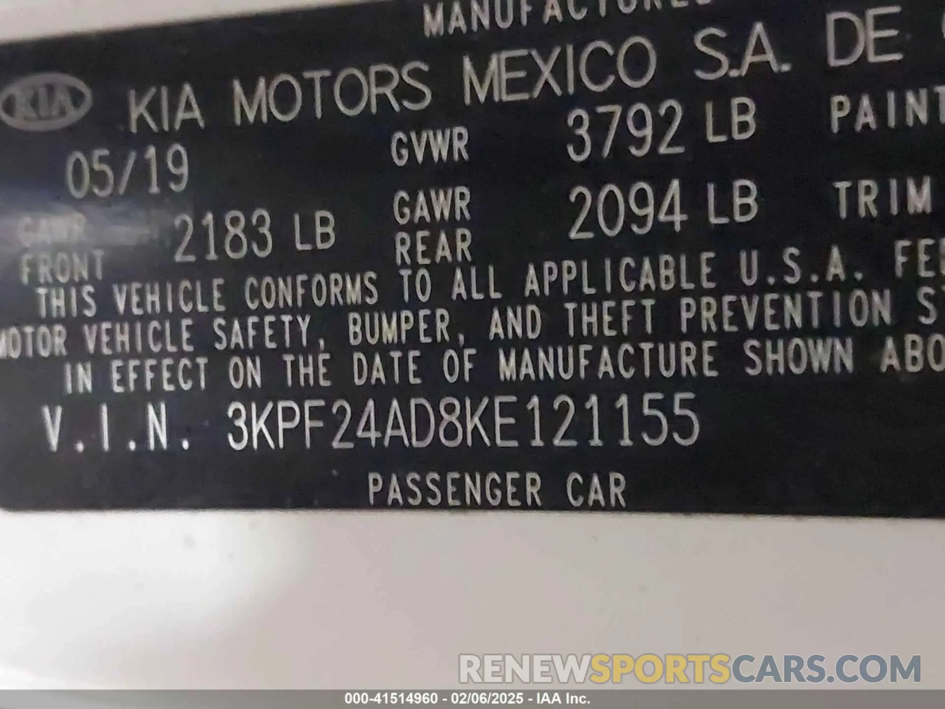 9 Photograph of a damaged car 3KPF24AD8KE121155 KIA FORTE 2019