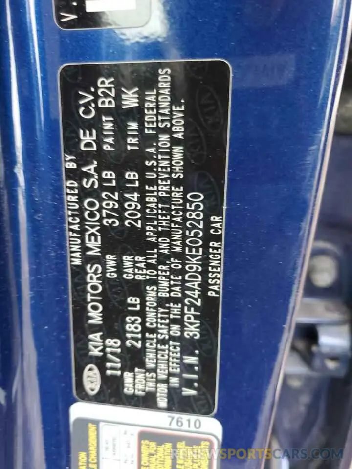 12 Фотография поврежденного автомобиля 3KPF24AD9KE052850 KIA FORTE 2019