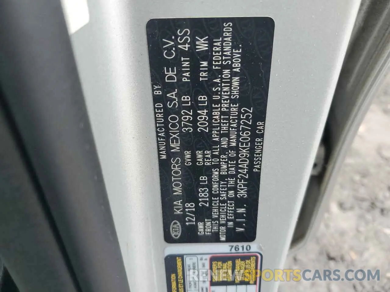 12 Photograph of a damaged car 3KPF24AD9KE067252 KIA FORTE 2019