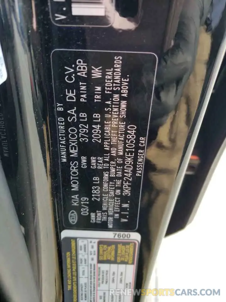 12 Photograph of a damaged car 3KPF24AD9KE105840 KIA FORTE 2019