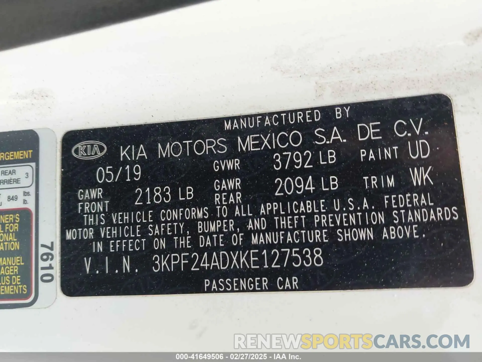 9 Фотография поврежденного автомобиля 3KPF24ADXKE127538 KIA FORTE 2019