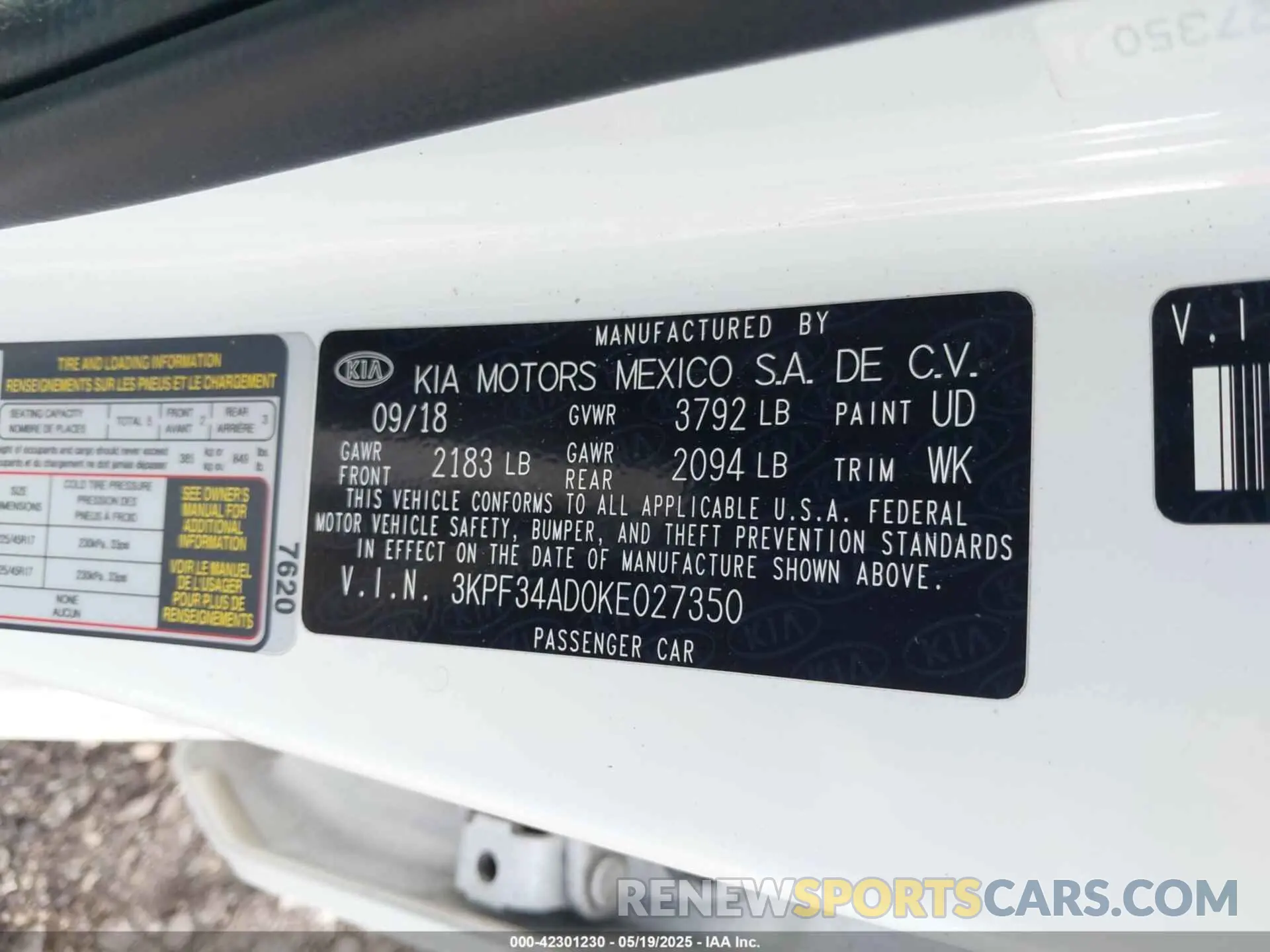 9 Фотография поврежденного автомобиля 3KPF34AD0KE027350 KIA FORTE 2019