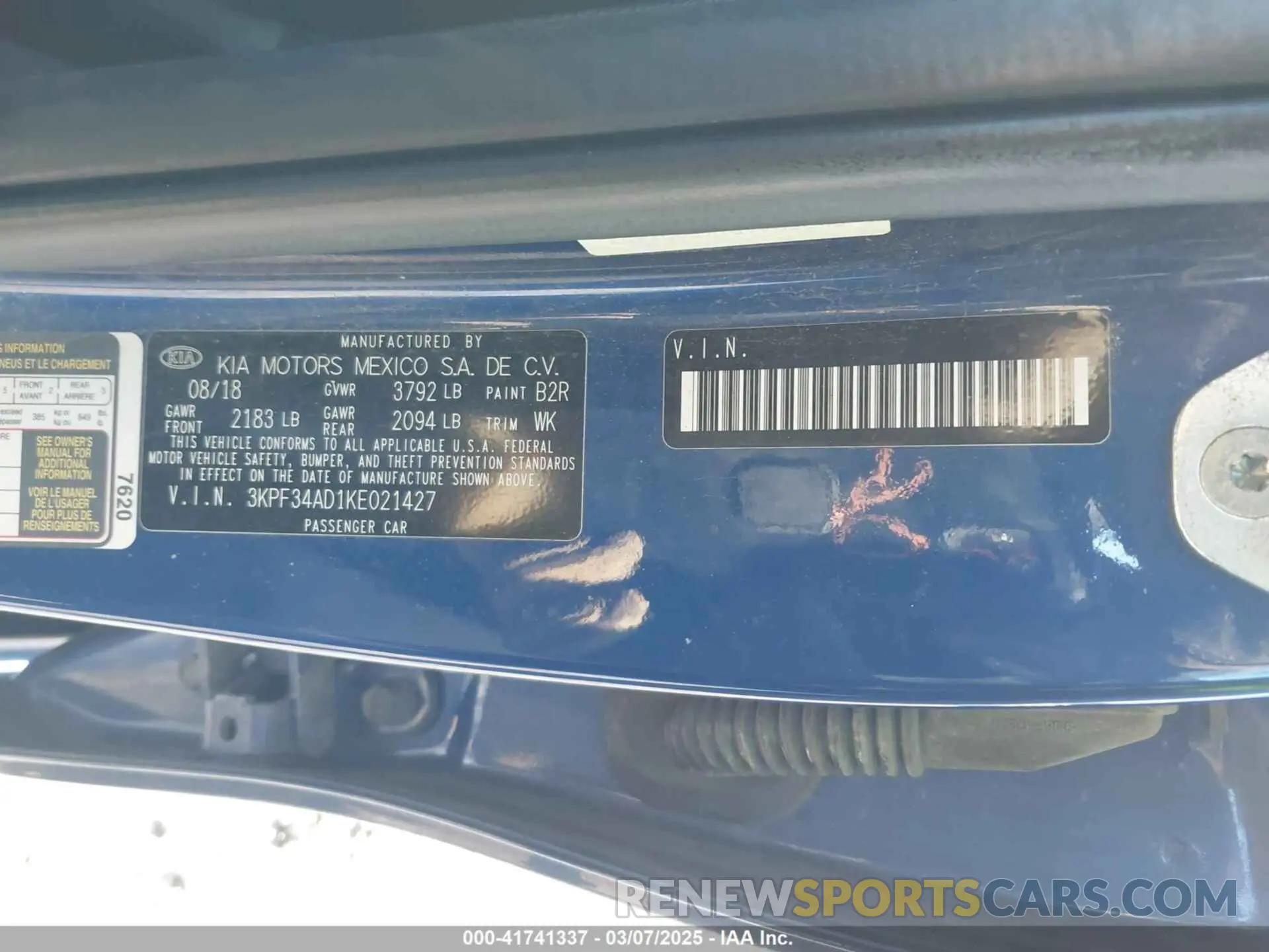 9 Photograph of a damaged car 3KPF34AD1KE021427 KIA FORTE 2019