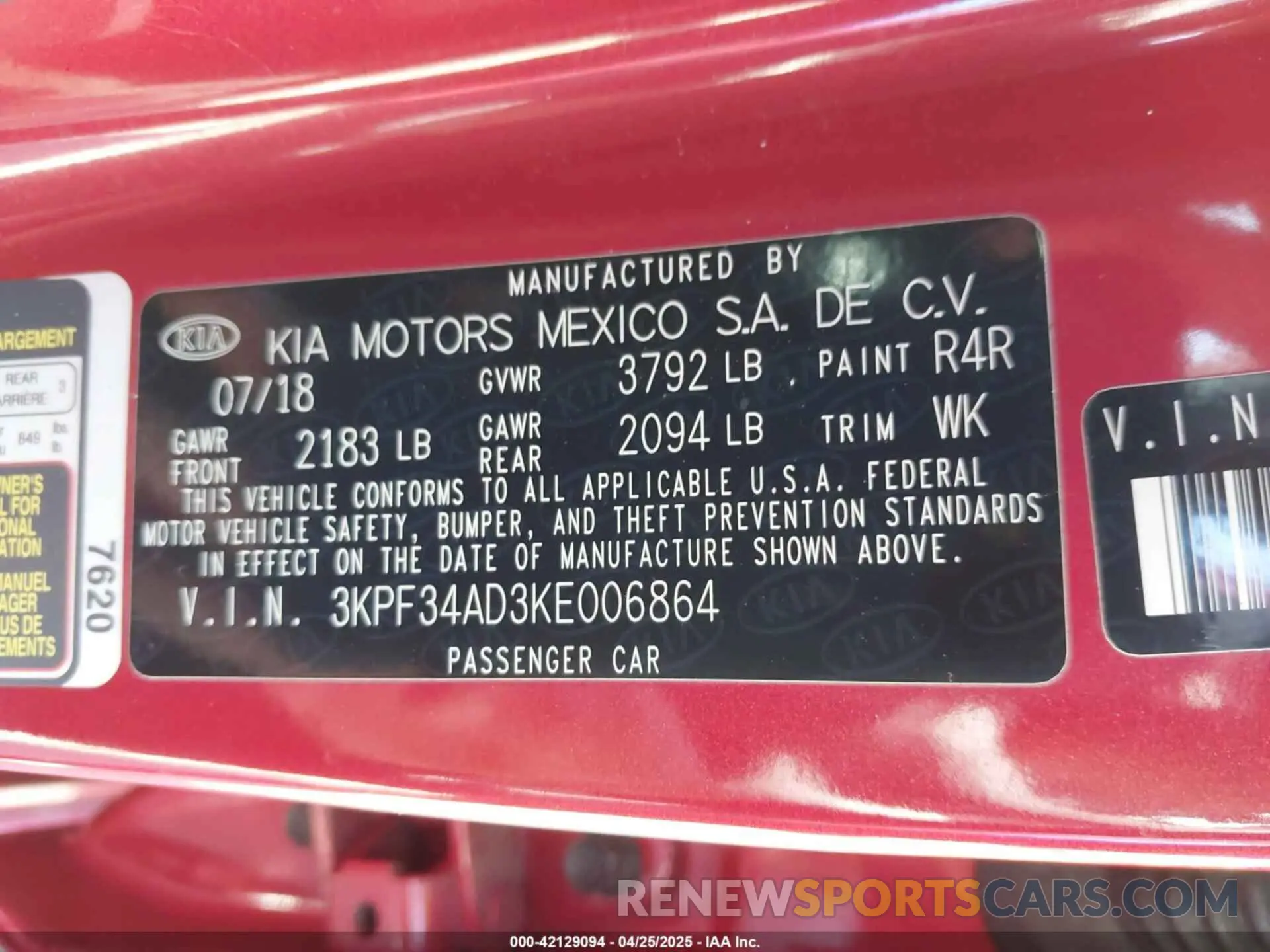 9 Фотография поврежденного автомобиля 3KPF34AD3KE006864 KIA FORTE 2019