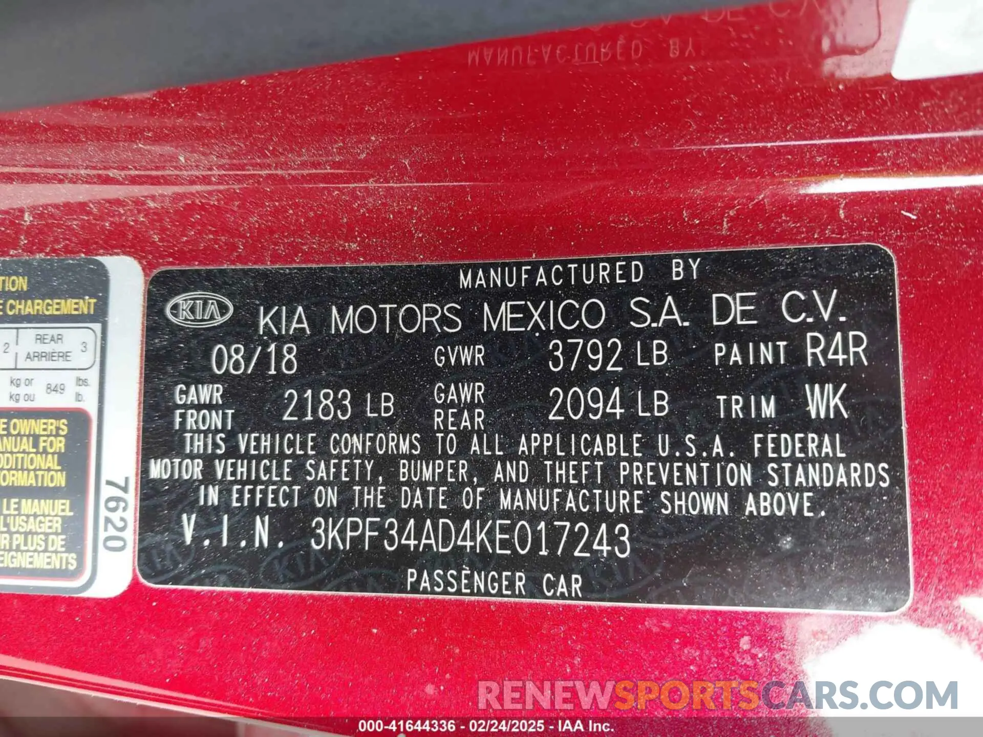 9 Фотография поврежденного автомобиля 3KPF34AD4KE017243 KIA FORTE 2019
