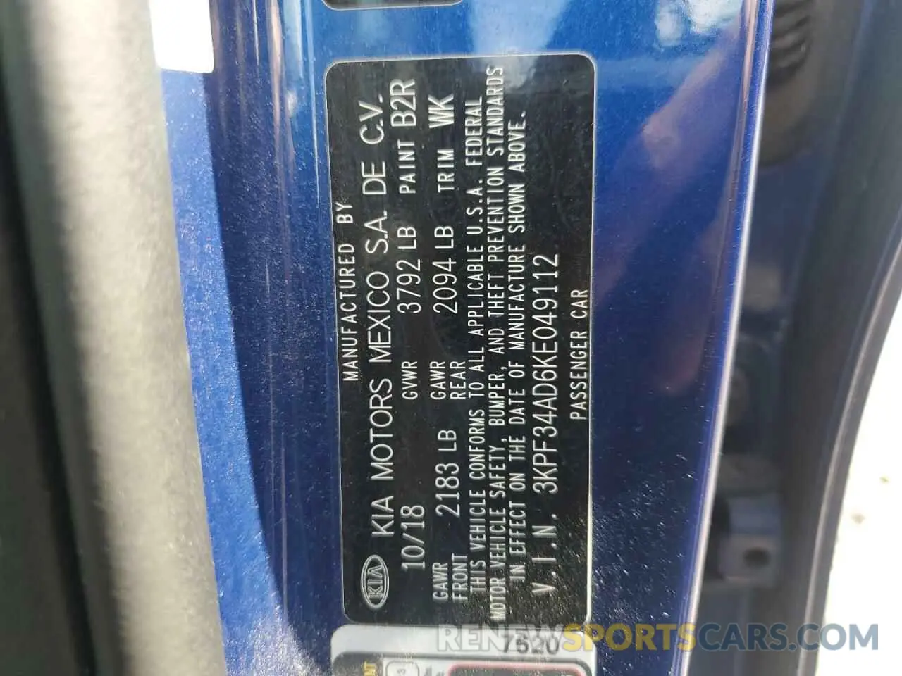 12 Photograph of a damaged car 3KPF34AD6KE049112 KIA FORTE 2019