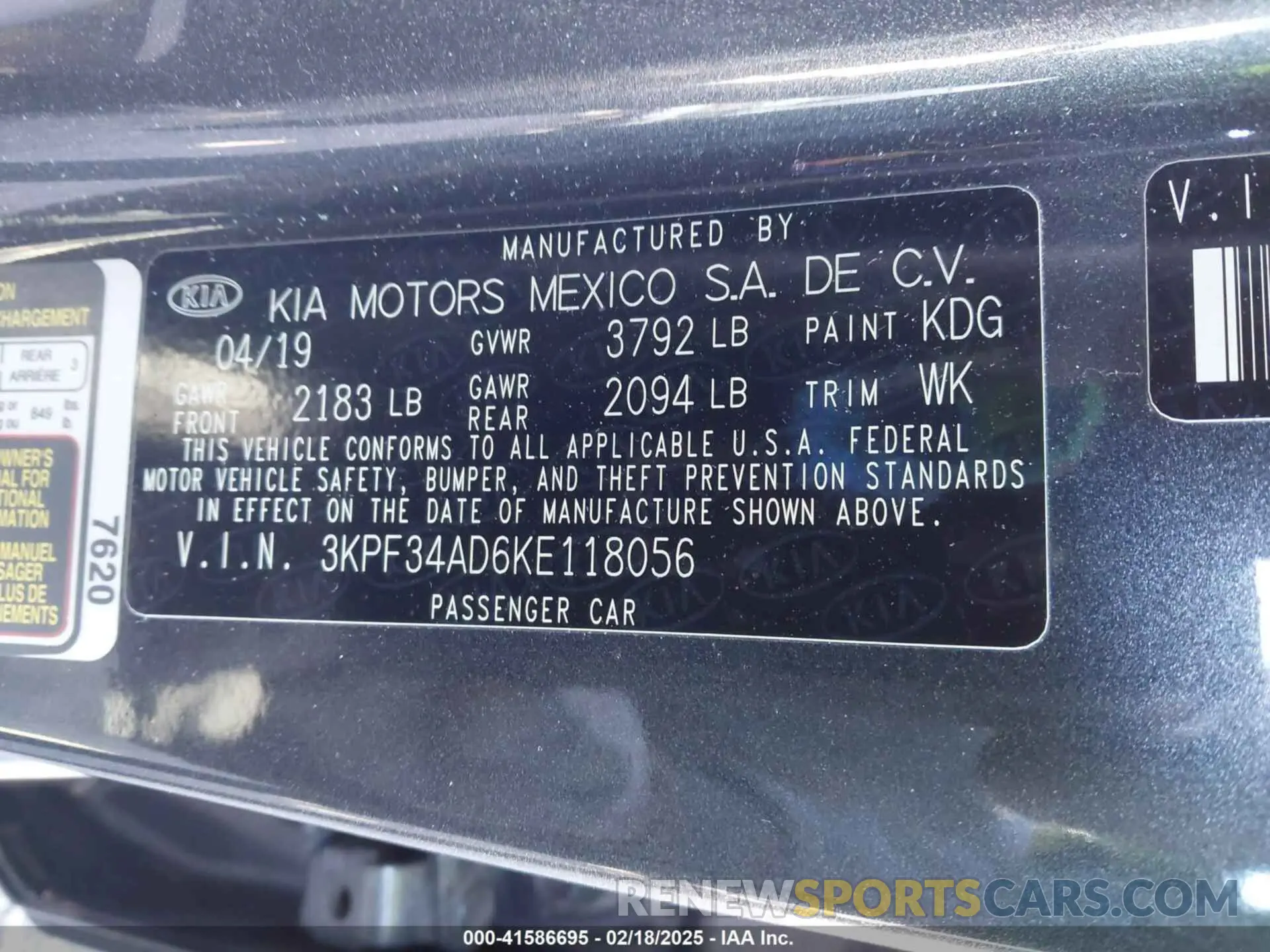 9 Фотография поврежденного автомобиля 3KPF34AD6KE118056 KIA FORTE 2019