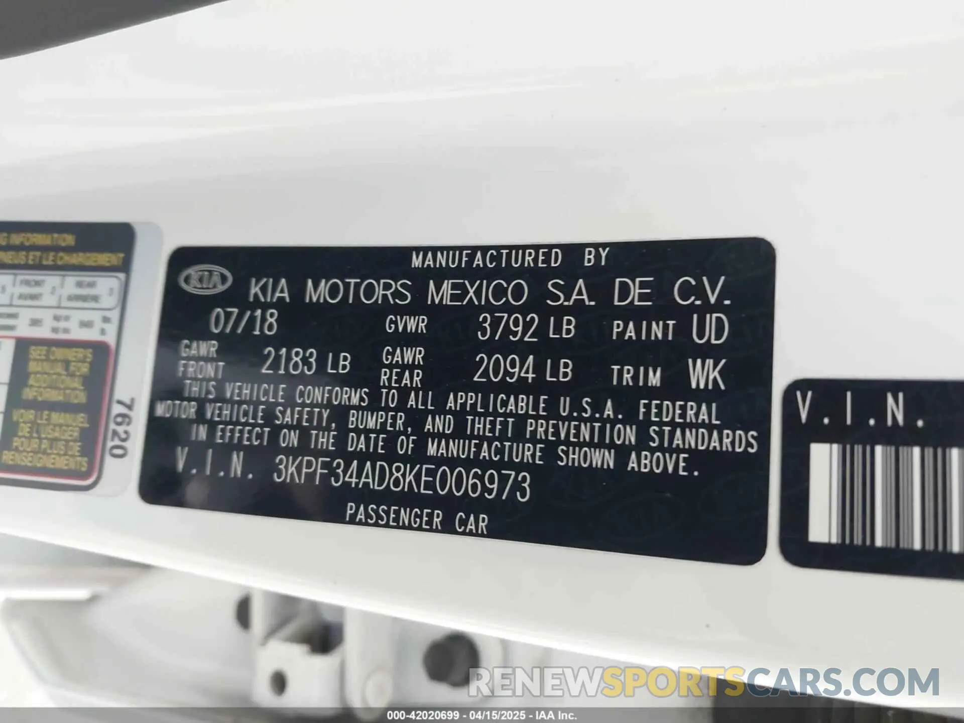 9 Фотография поврежденного автомобиля 3KPF34AD8KE006973 KIA FORTE 2019