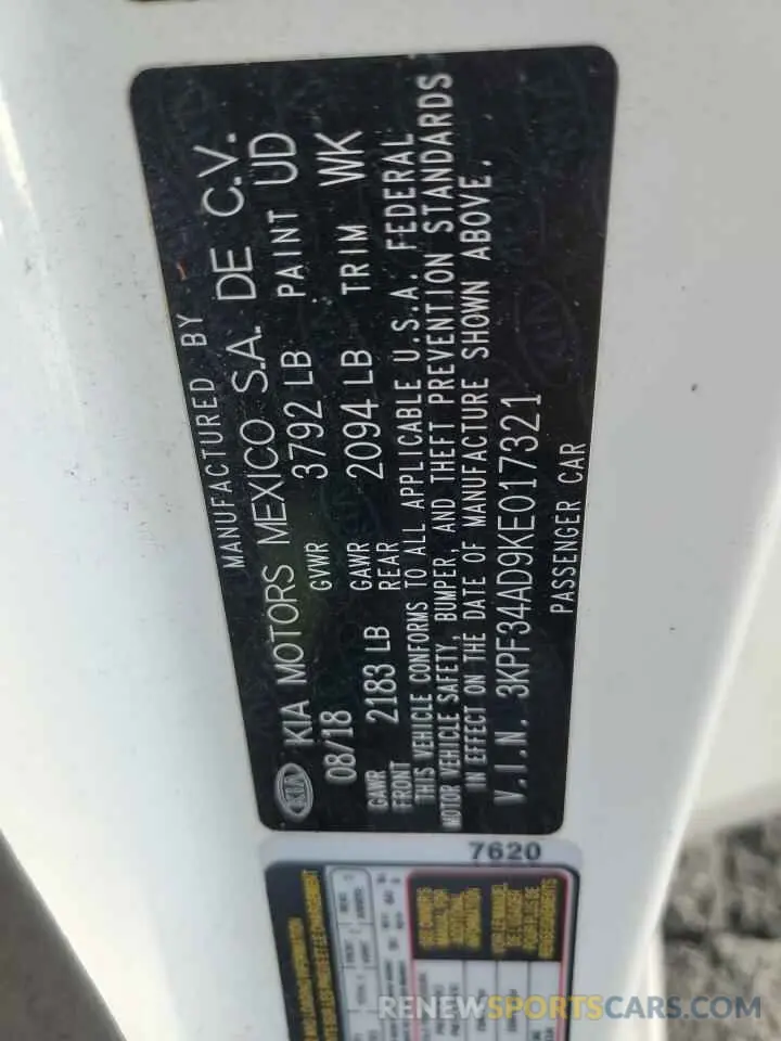 13 Фотография поврежденного автомобиля 3KPF34AD9KE017321 KIA FORTE 2019