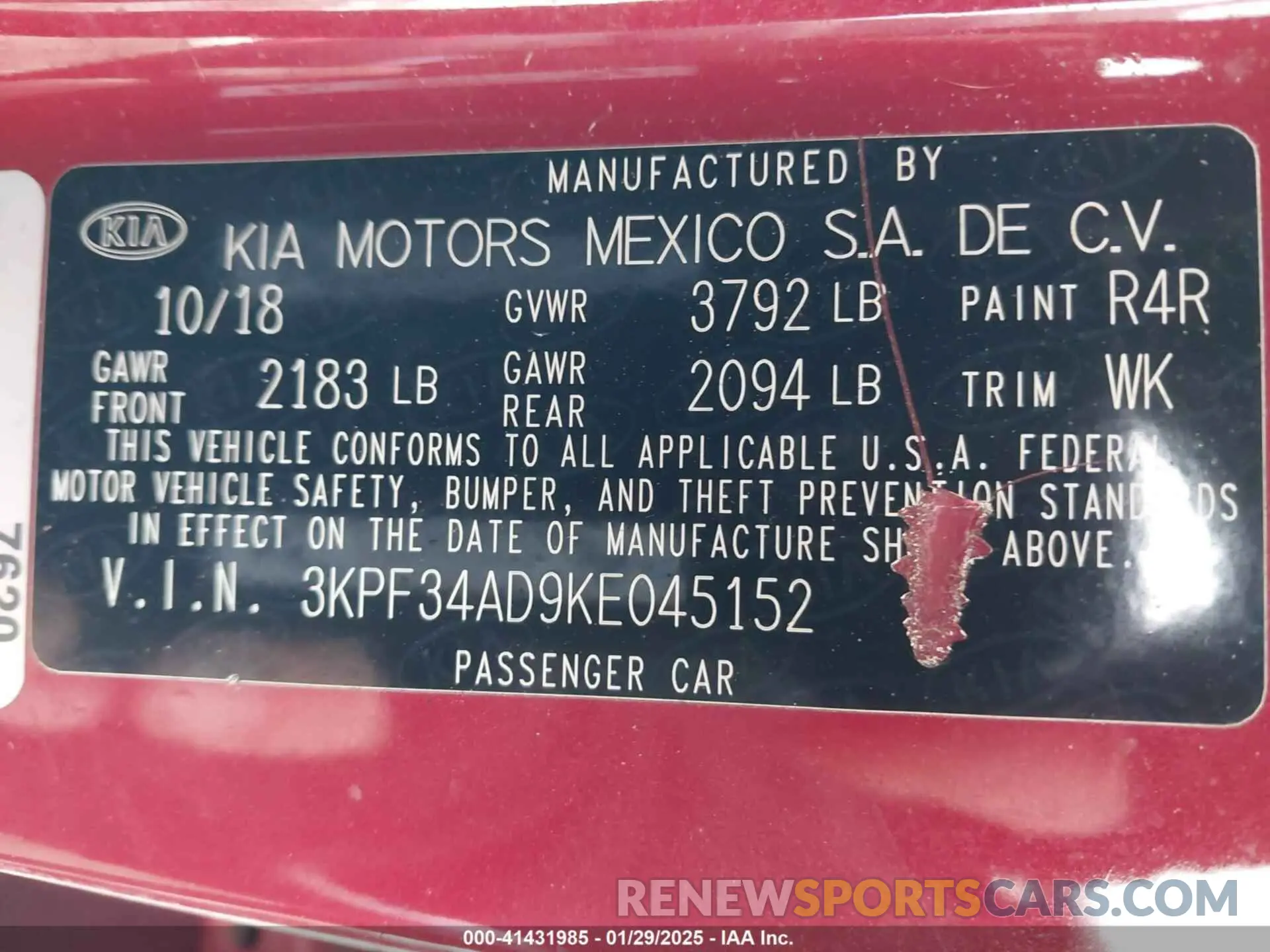 9 Photograph of a damaged car 3KPF34AD9KE045152 KIA FORTE 2019
