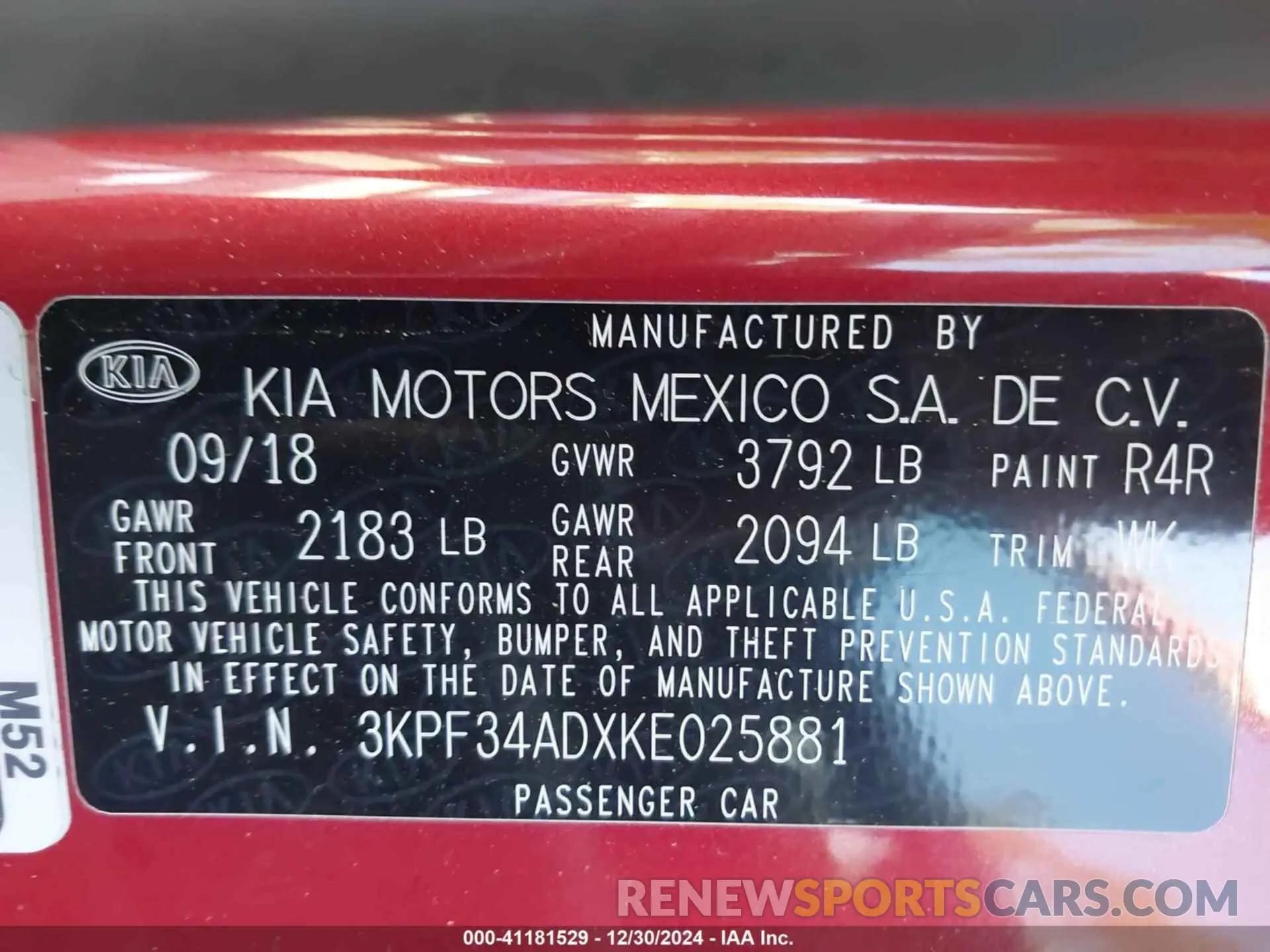 9 Photograph of a damaged car 3KPF34ADXKE025881 KIA FORTE 2019