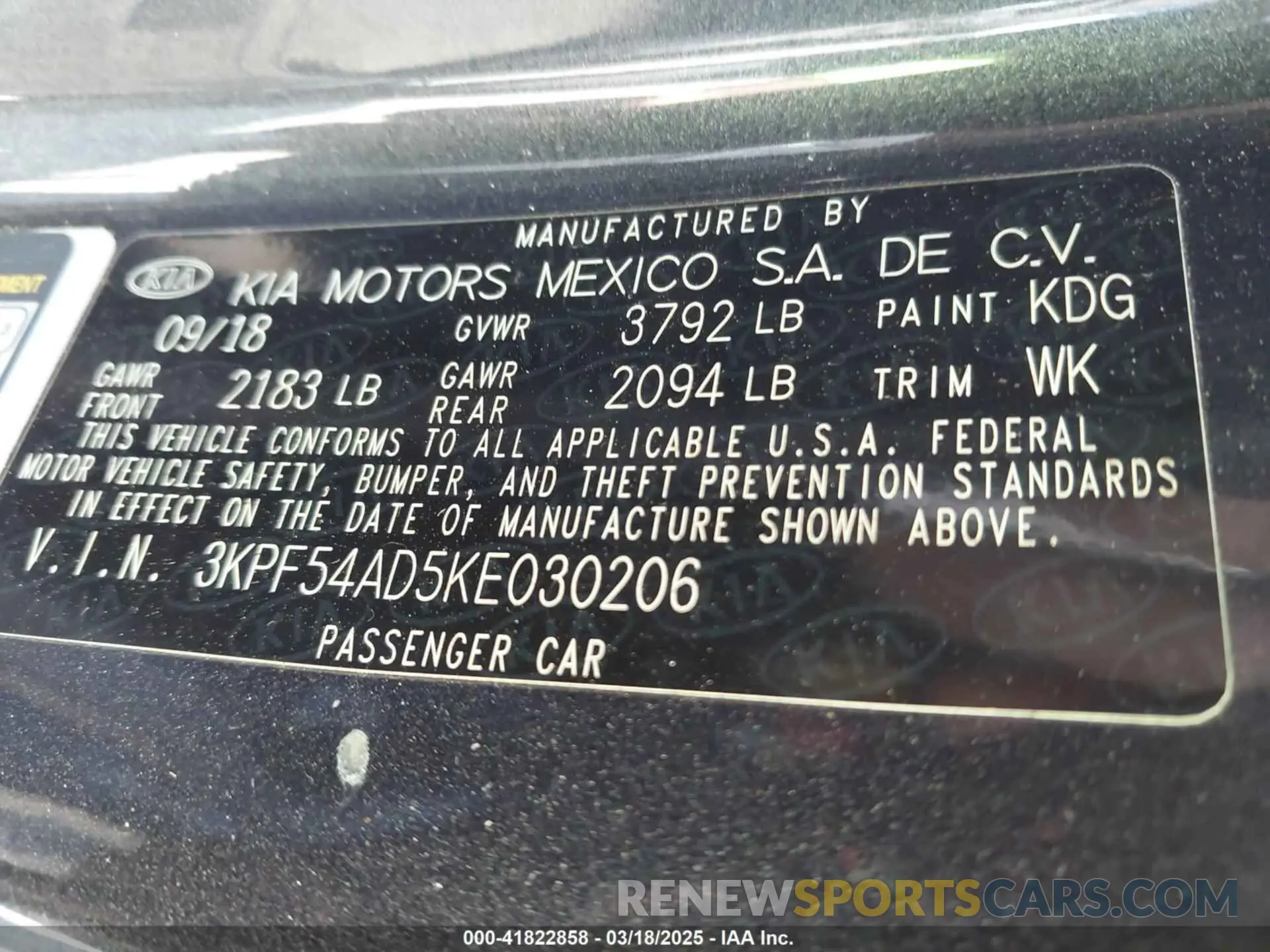 9 Photograph of a damaged car 3KPF54AD5KE030206 KIA FORTE 2019