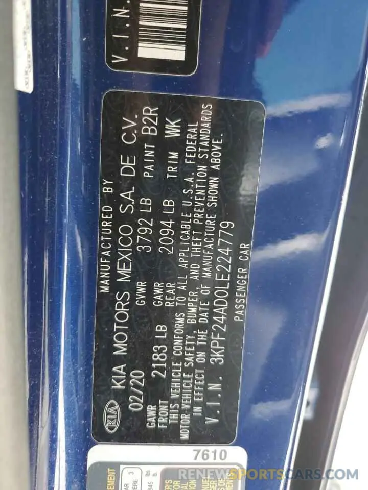 12 Photograph of a damaged car 3KPF24AD0LE224779 KIA FORTE 2020