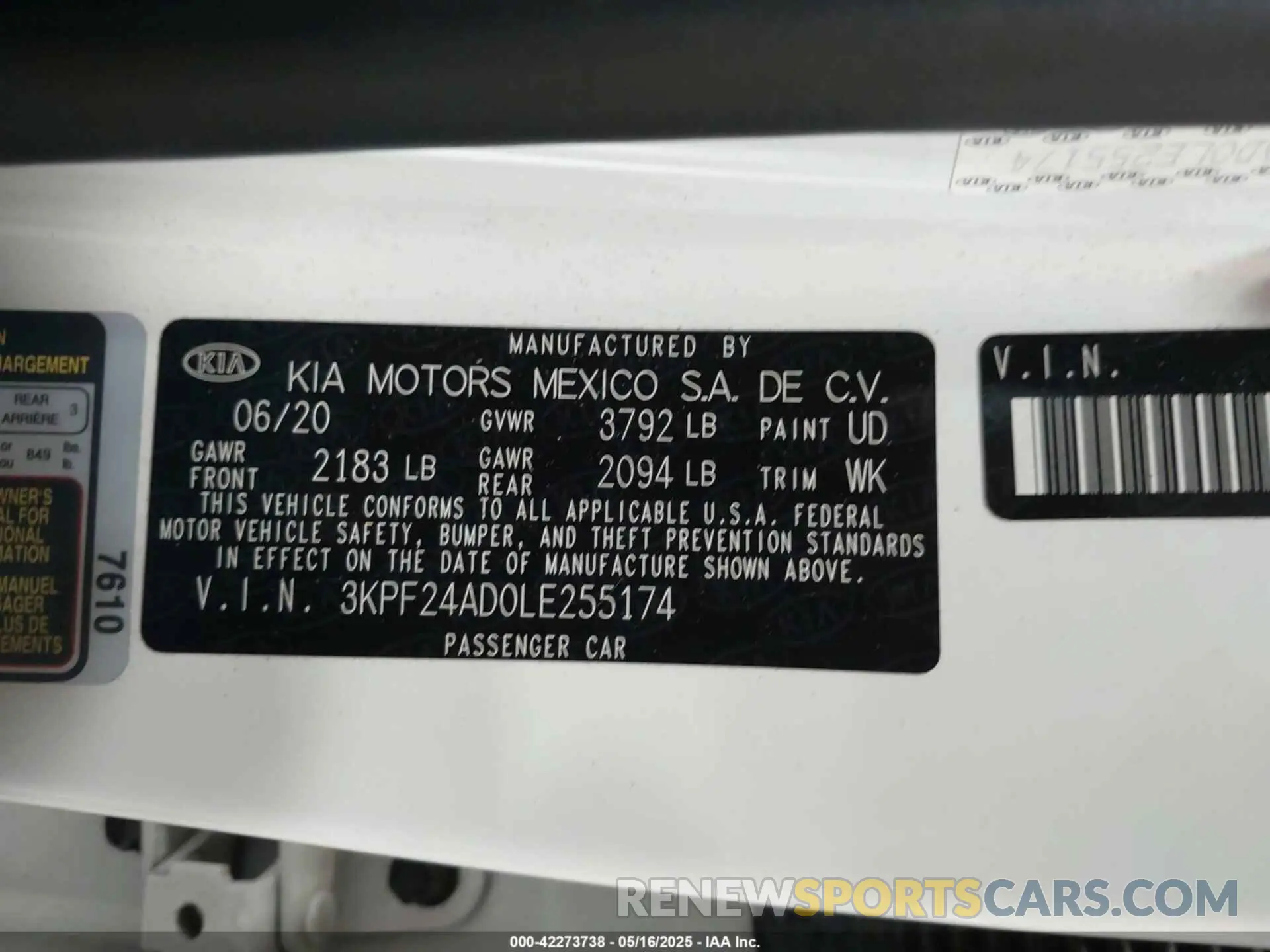 9 Фотография поврежденного автомобиля 3KPF24AD0LE255174 KIA FORTE 2020