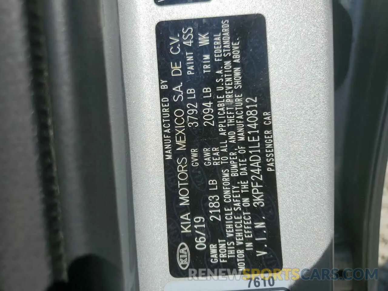 12 Фотография поврежденного автомобиля 3KPF24AD1LE140812 KIA FORTE 2020