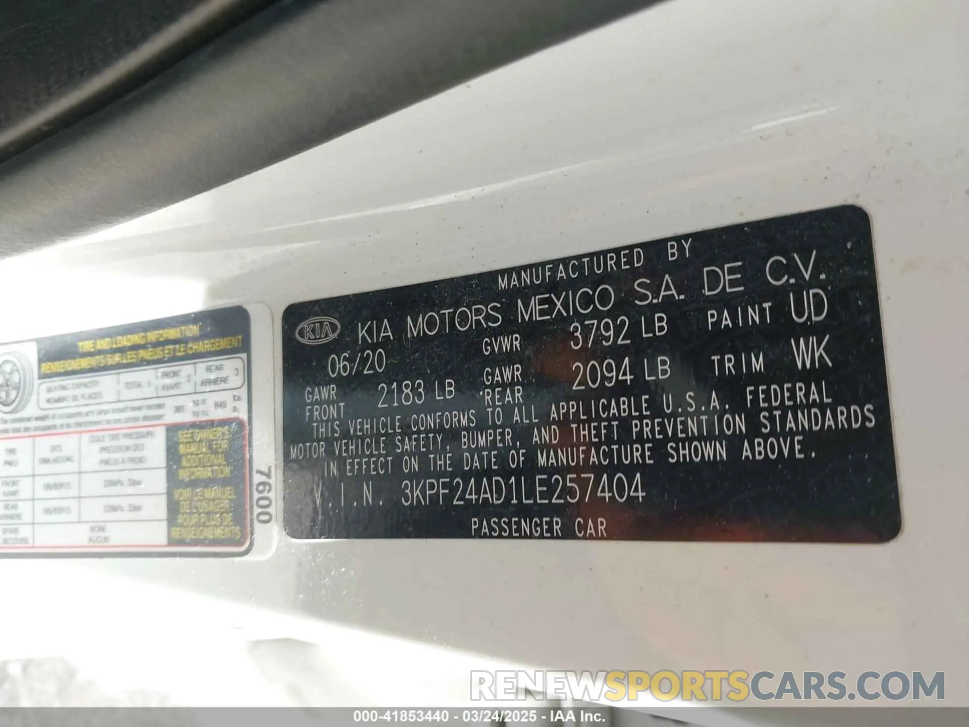 9 Фотография поврежденного автомобиля 3KPF24AD1LE257404 KIA FORTE 2020