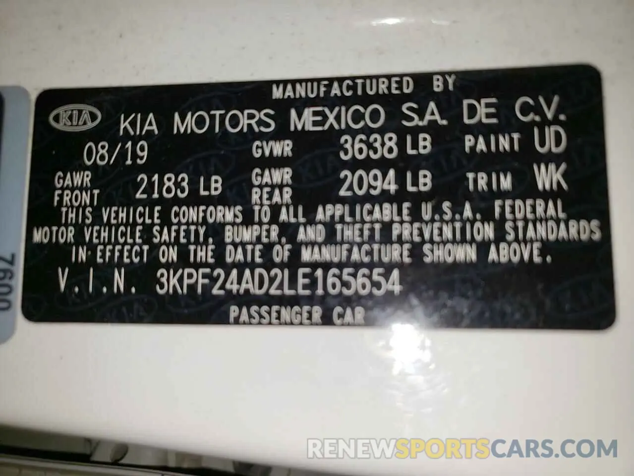 12 Photograph of a damaged car 3KPF24AD2LE165654 KIA FORTE 2020