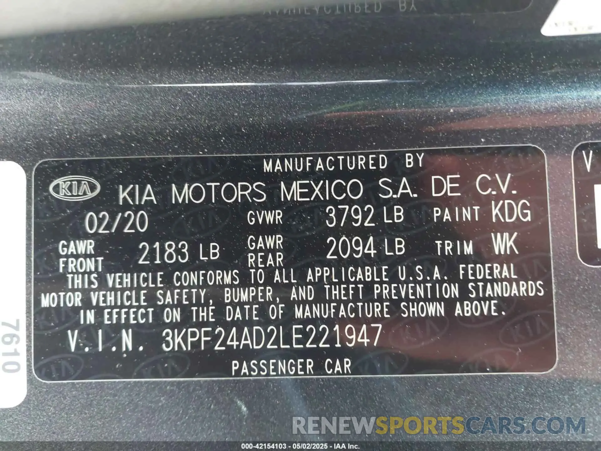 9 Фотография поврежденного автомобиля 3KPF24AD2LE221947 KIA FORTE 2020