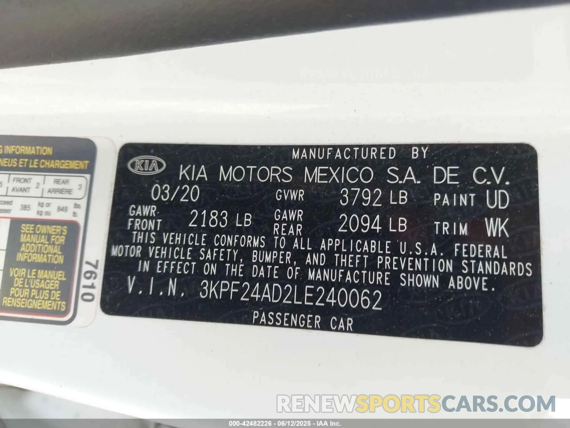 9 Photograph of a damaged car 3KPF24AD2LE240062 KIA FORTE 2020