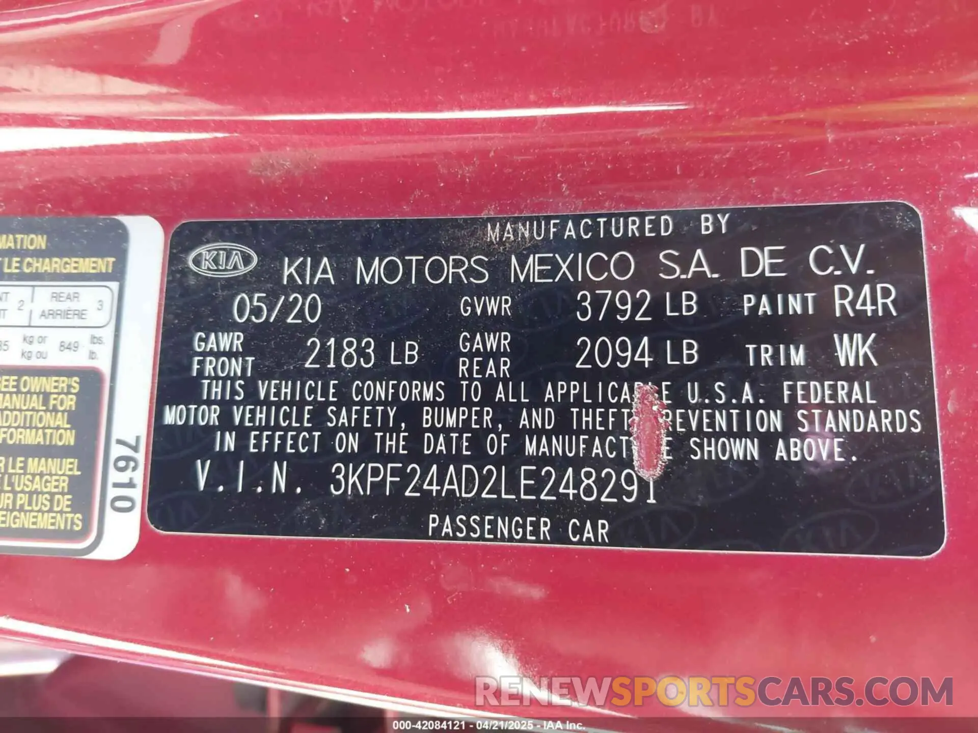 9 Photograph of a damaged car 3KPF24AD2LE248291 KIA FORTE 2020