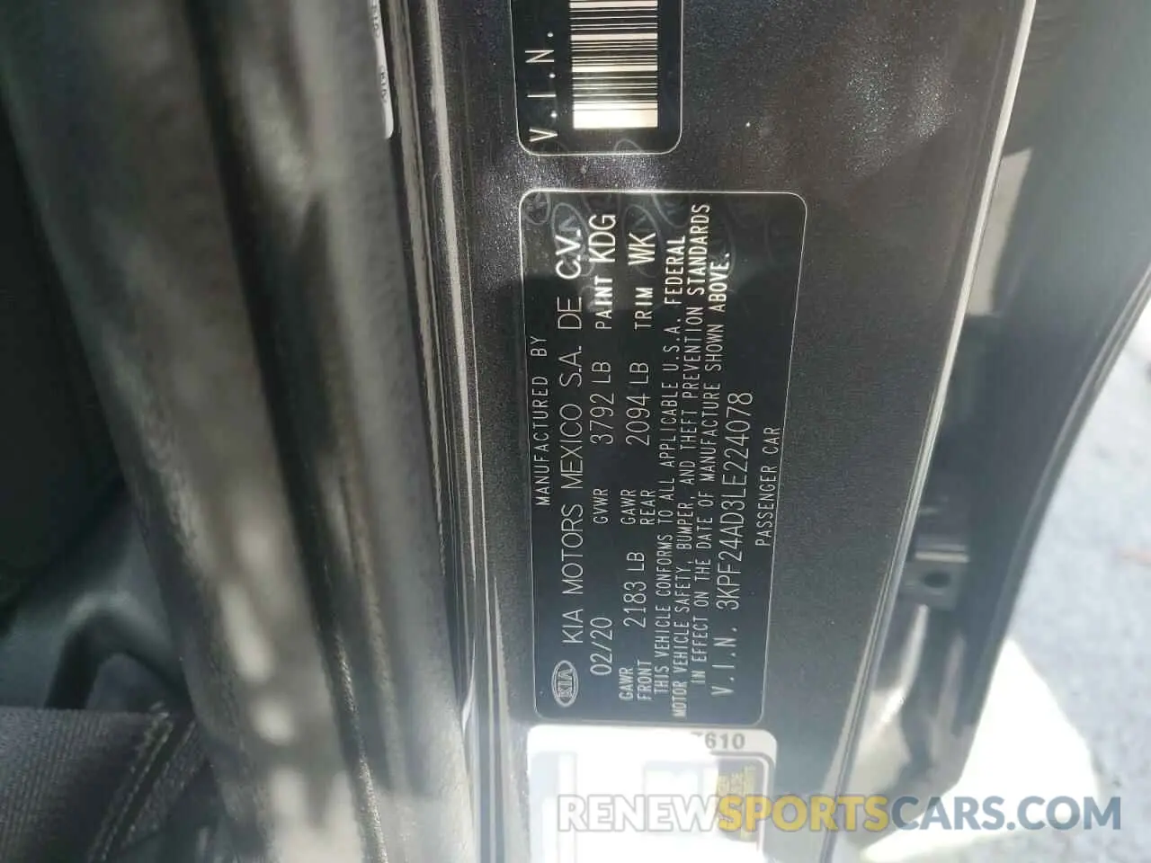 12 Фотография поврежденного автомобиля 3KPF24AD3LE224078 KIA FORTE 2020