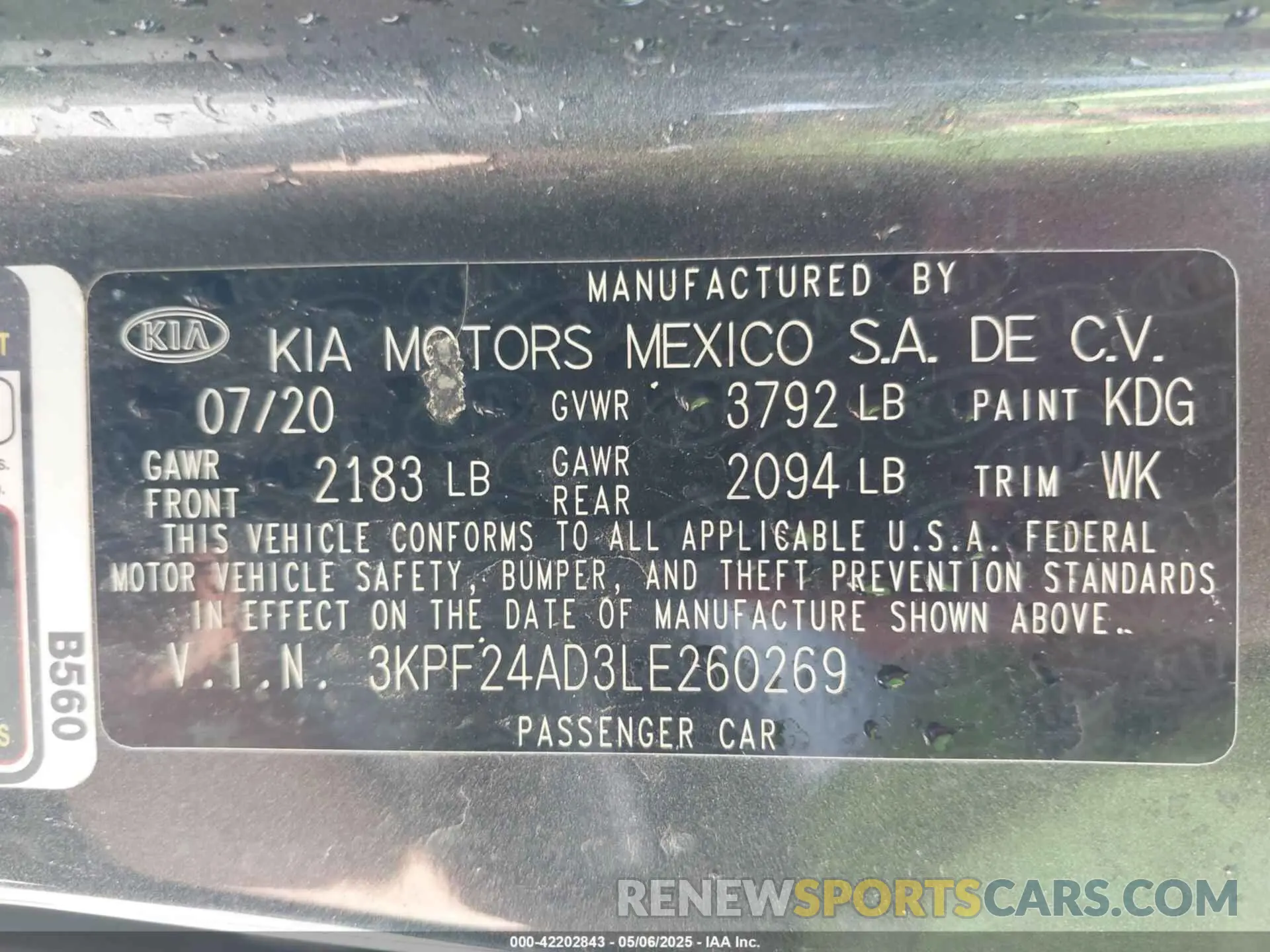 9 Photograph of a damaged car 3KPF24AD3LE260269 KIA FORTE 2020
